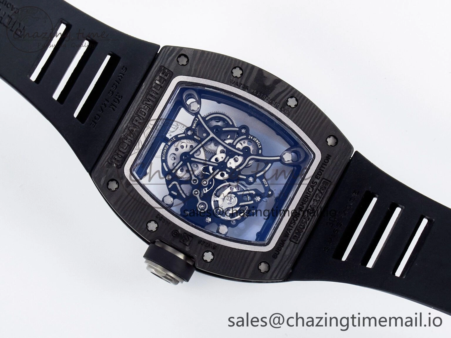 Custom RM055 NTPT  Ti PPMF 1:1 Best Edition Black Bezel Black Crown on Rubber Strap Custom Vaucher Movement Comfortable 10845