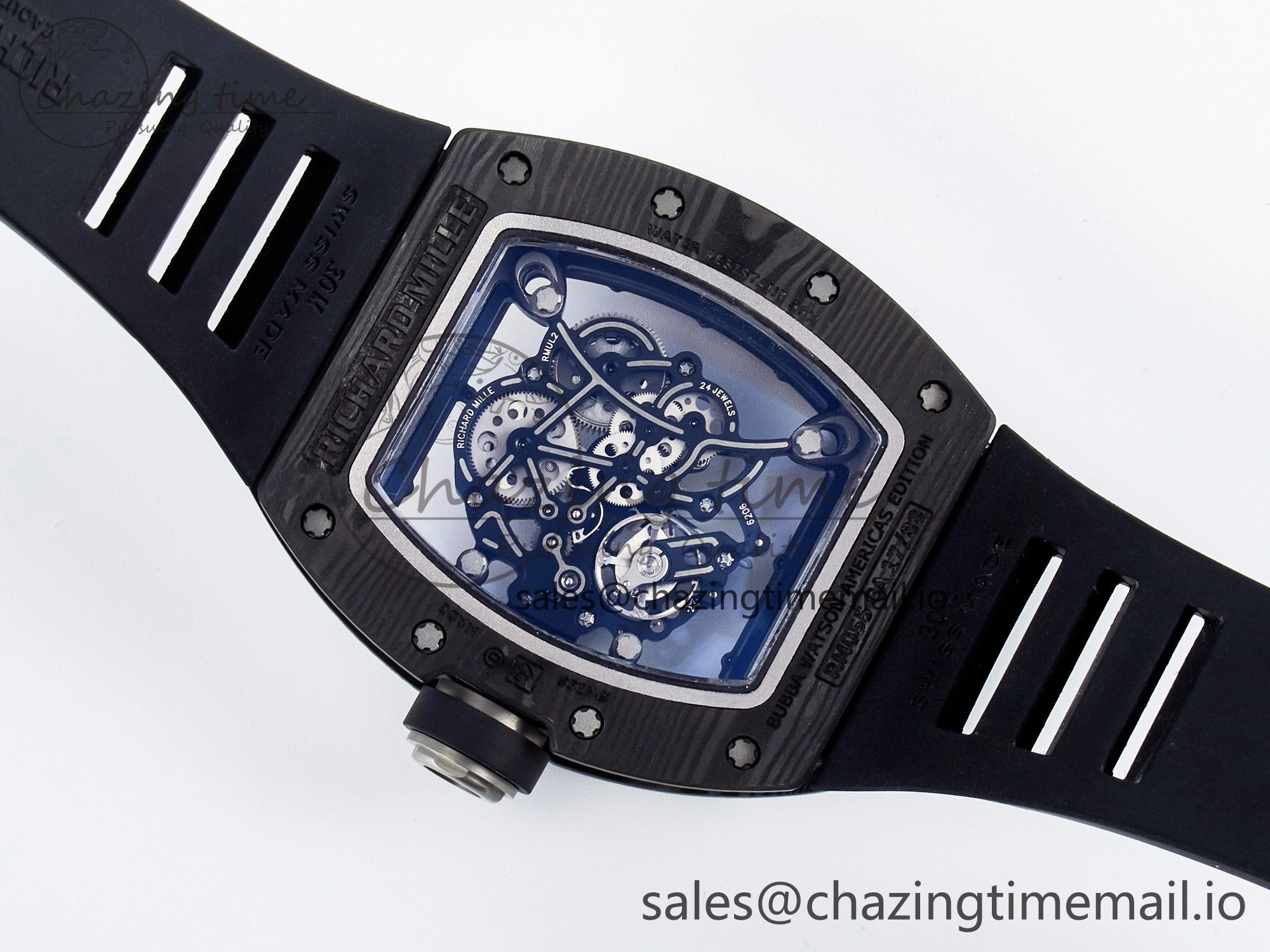 Custom RM055 NTPT  Ti PPMF 1:1 Best Edition Black Bezel Black Crown on Rubber Strap Custom Vaucher Movement Comfortable 10845