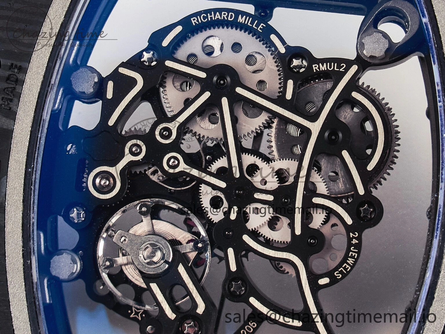 Custom RM055 NTPT  Ti PPMF 1:1 Best Edition Black Bezel Black Crown on Rubber Strap Custom Vaucher Movement Comfortable 10845