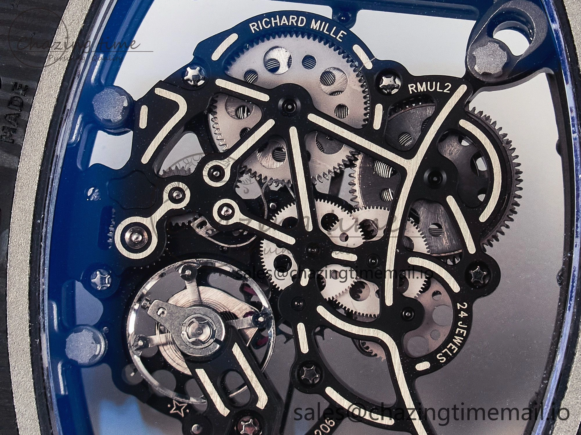Custom RM055 NTPT  Ti PPMF 1:1 Best Edition Black Bezel Black Crown on Rubber Strap Custom Vaucher Movement Comfortable 10845