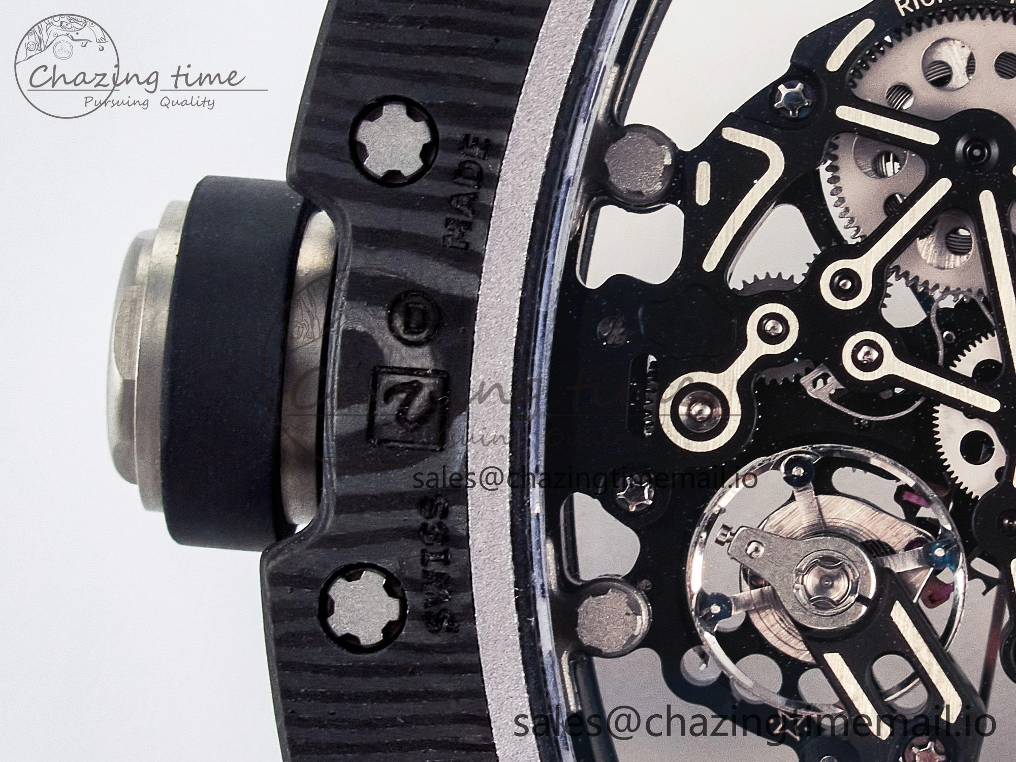 Custom RM055 NTPT  Ti PPMF 1:1 Best Edition Black Bezel Black Crown on Rubber Strap Custom Vaucher Movement Comfortable 10845