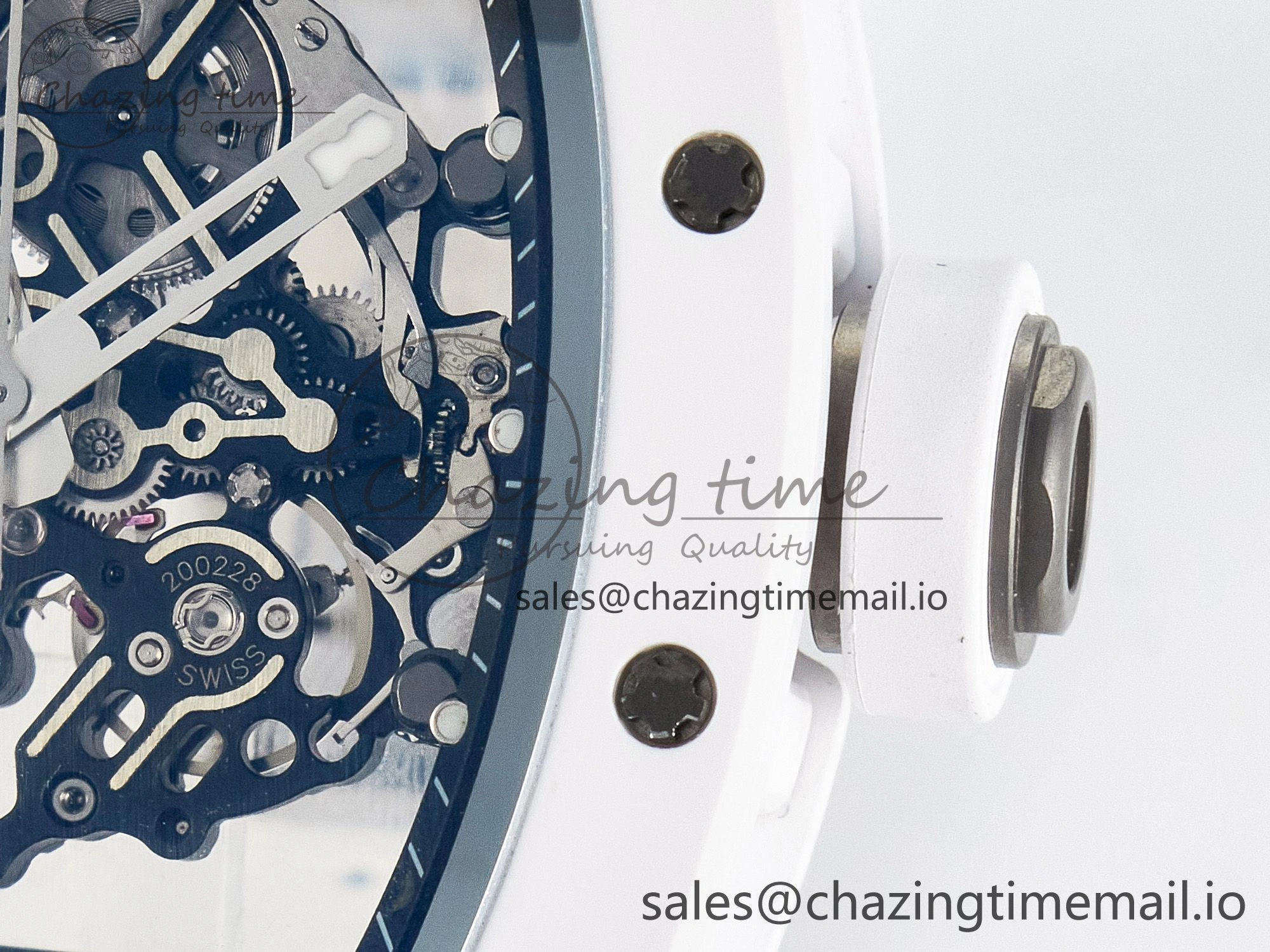 Reliable Custom RM055 White Ceramic APSF 1:1 Best Edition Black Bezel White Crown on Rubber Strap Custom Vaucher Movement 9179