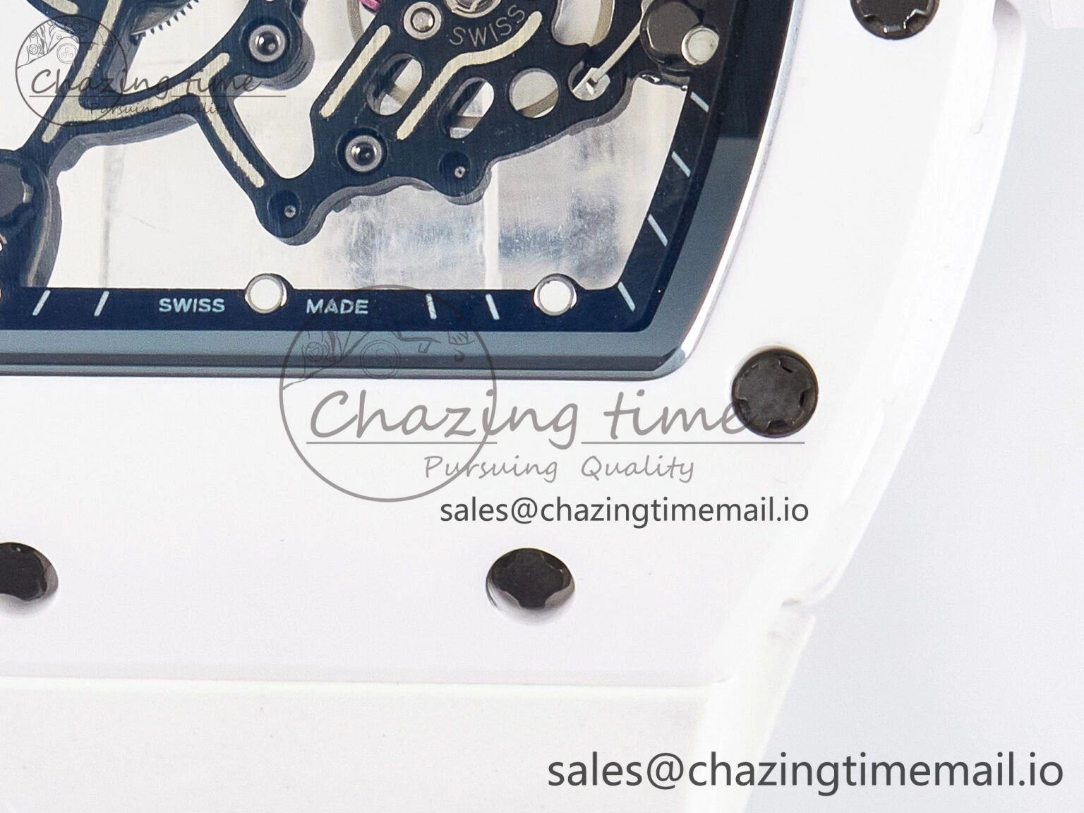 Reliable Custom RM055 White Ceramic APSF 1:1 Best Edition Black Bezel White Crown on Rubber Strap Custom Vaucher Movement 9179