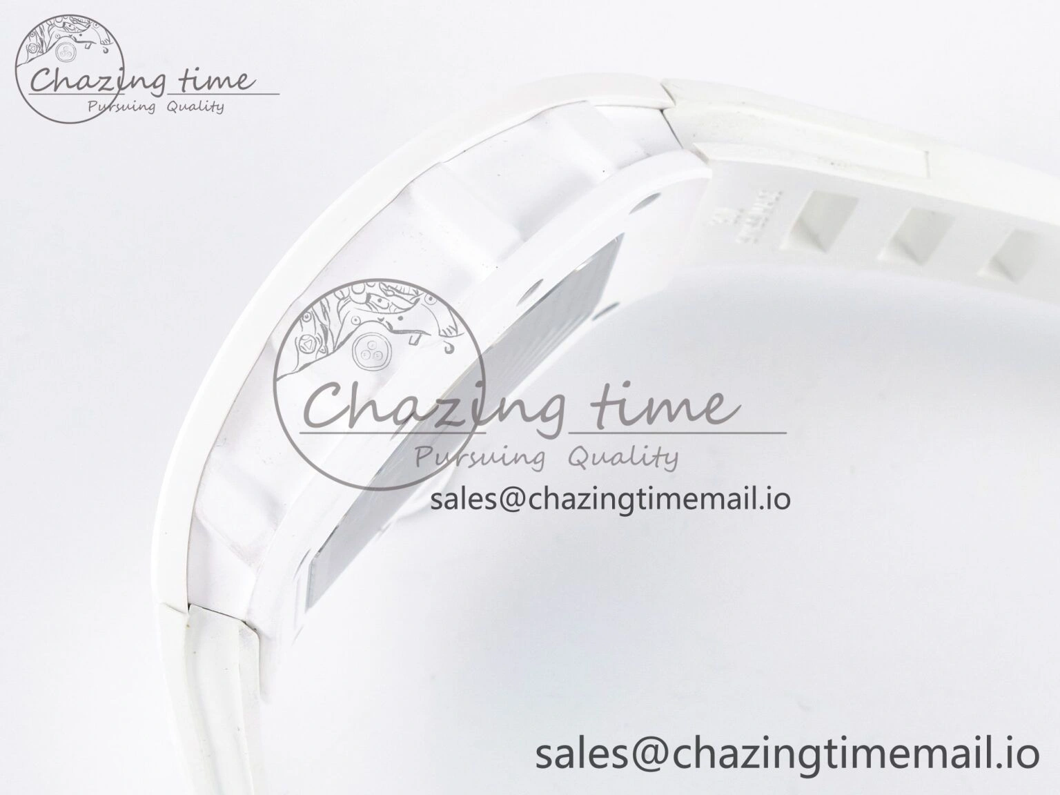 Reliable Custom RM055 White Ceramic APSF 1:1 Best Edition Black Bezel White Crown on Rubber Strap Custom Vaucher Movement 9179