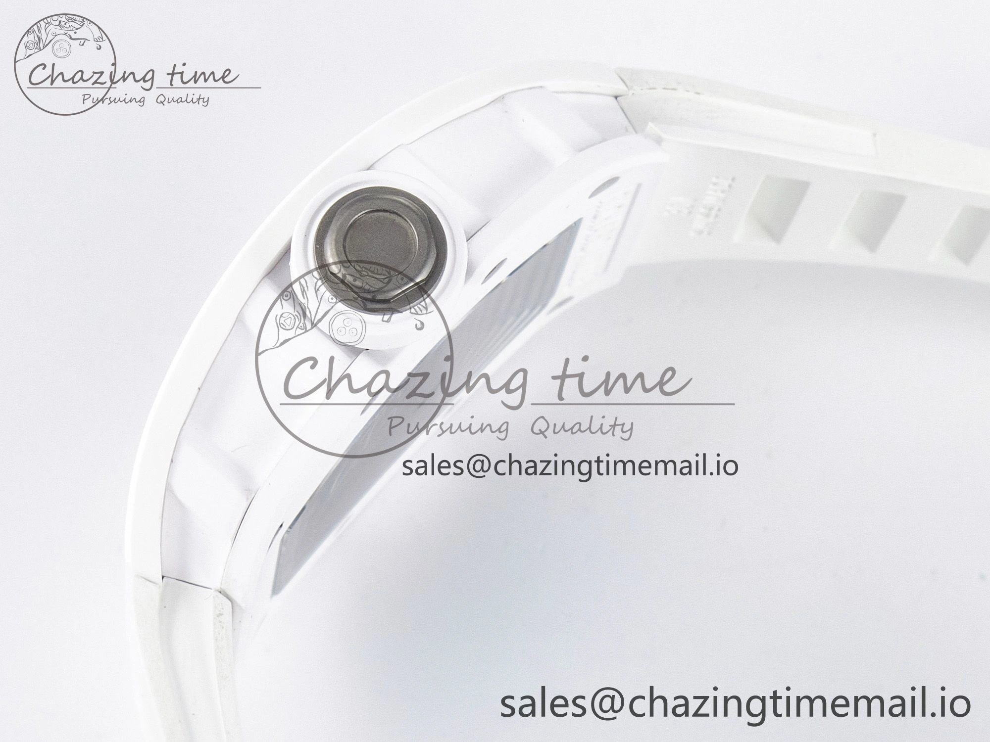 Reliable Custom RM055 White Ceramic APSF 1:1 Best Edition Black Bezel White Crown on Rubber Strap Custom Vaucher Movement 9179