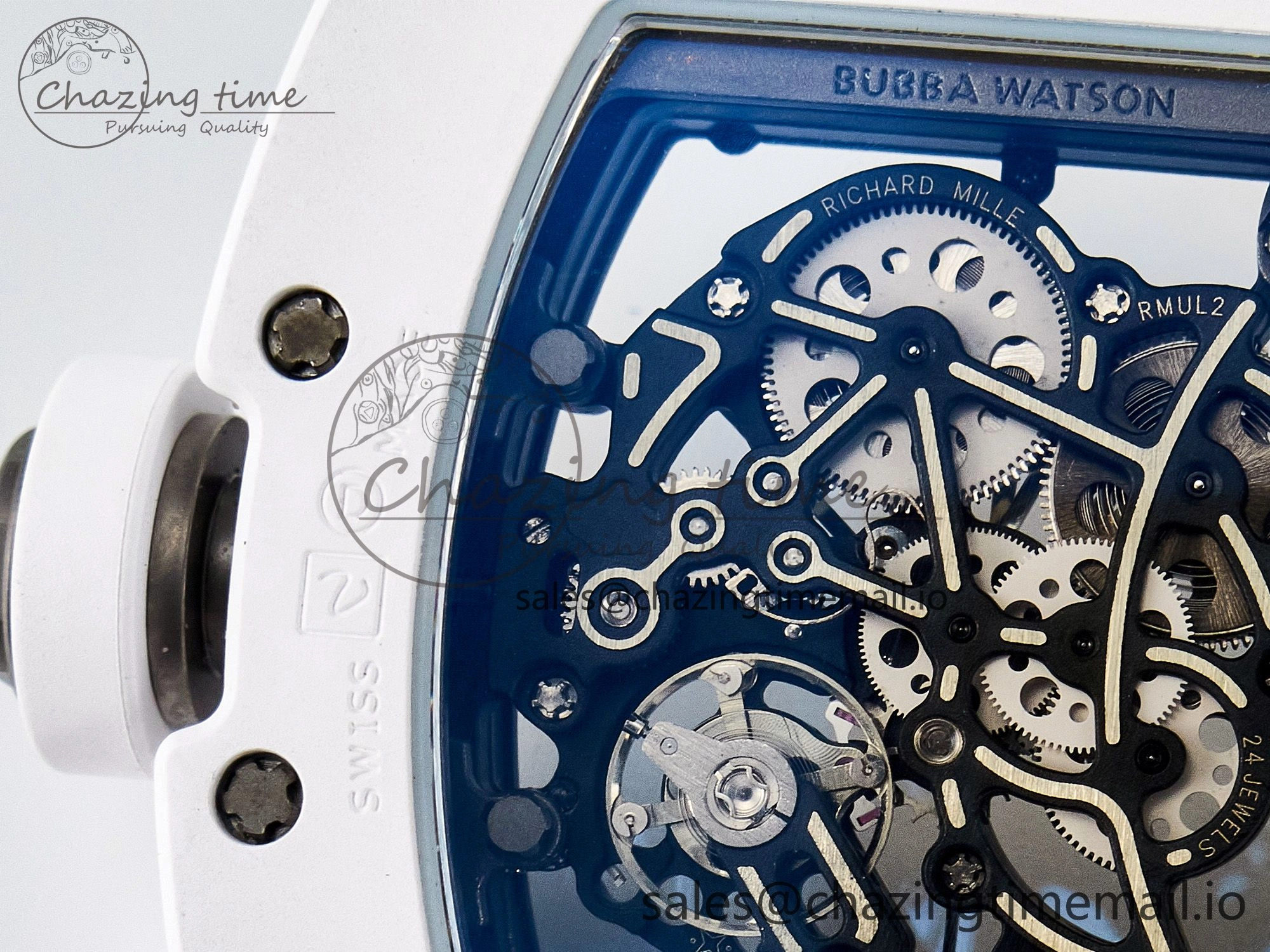 Reliable Custom RM055 White Ceramic APSF 1:1 Best Edition Black Bezel White Crown on Rubber Strap Custom Vaucher Movement 9179