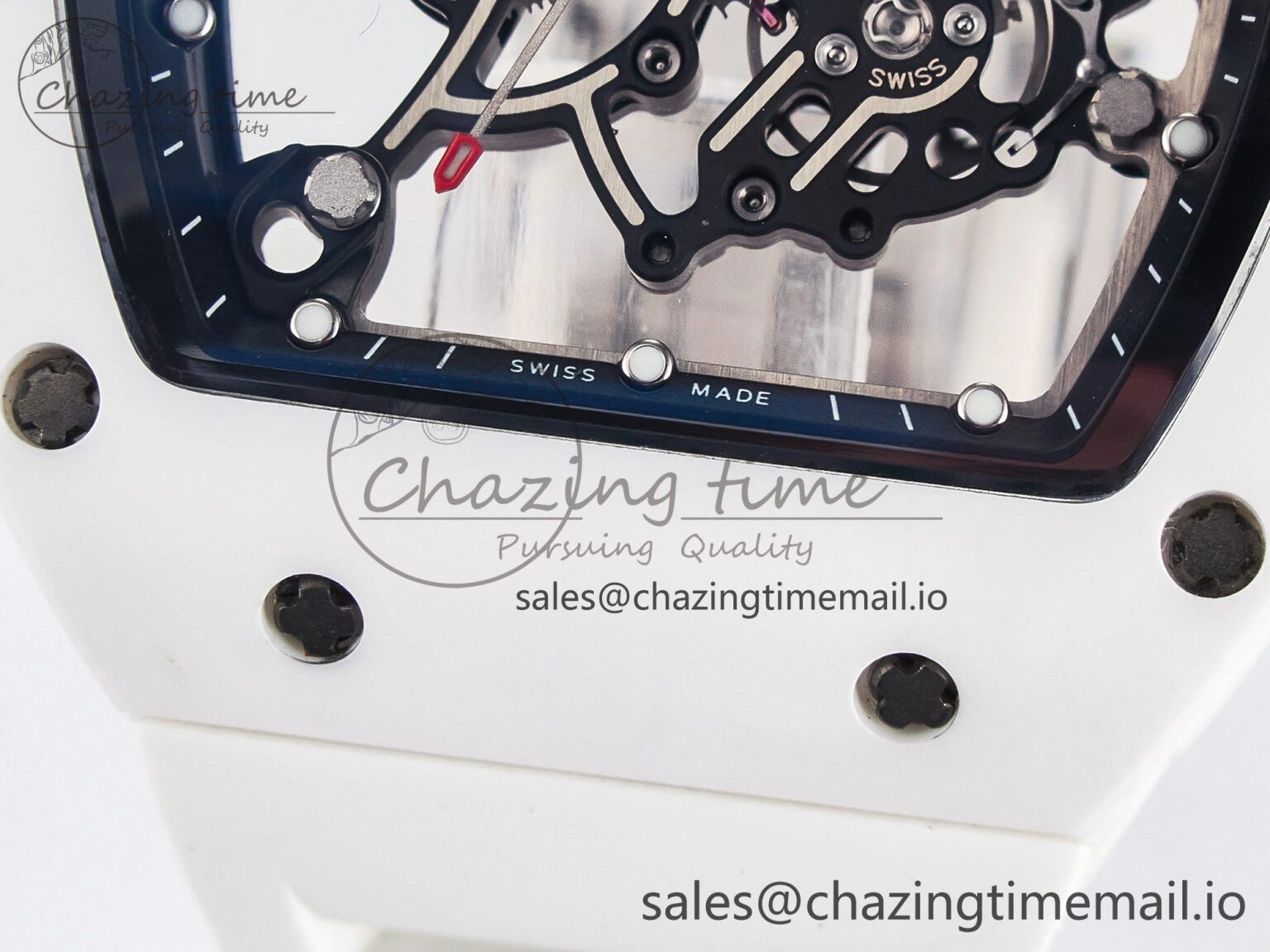 Unique Custom RM055 White Ceramic PPMF 1:1 Best Edition Black Bezel White Crown on Rubber Strap Custom Vaucher Movement 9267