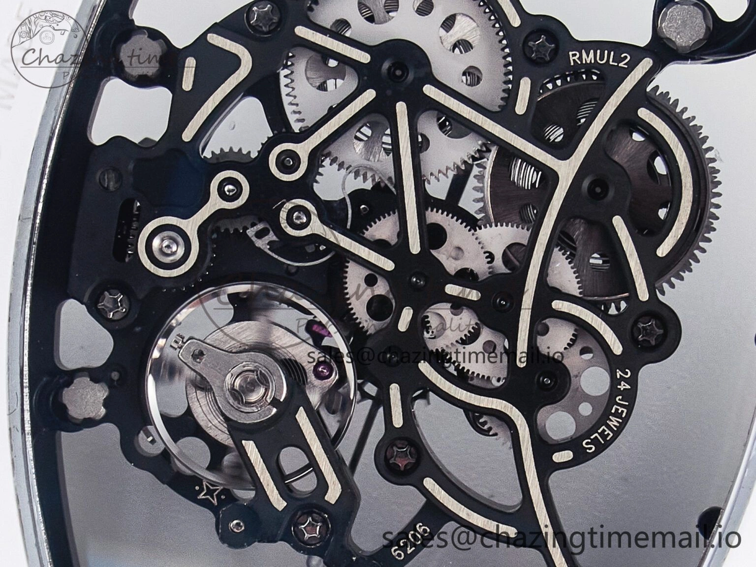 Unique Custom RM055 White Ceramic PPMF 1:1 Best Edition Black Bezel White Crown on Rubber Strap Custom Vaucher Movement 9267