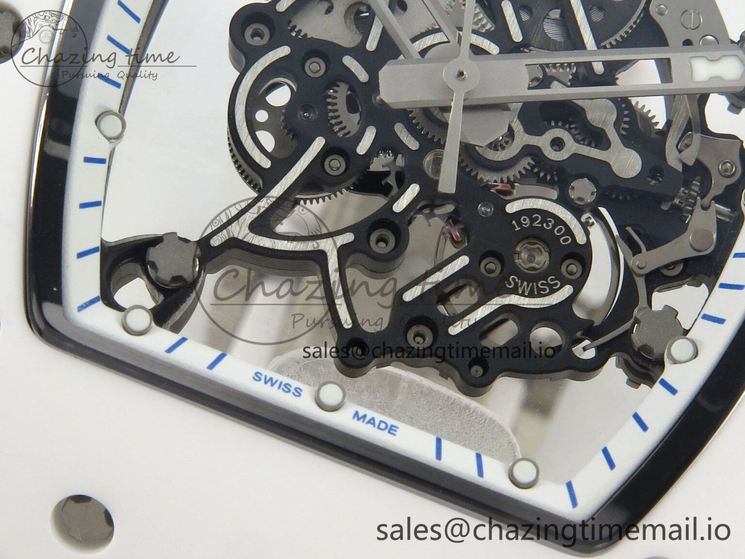 Soft Custom RM055 White Ceramic ZGF Best Edition White Inner Bezel on White Rubber Strap Vaucher Manufacture Fleurier Movement (Free Sprung) 10798