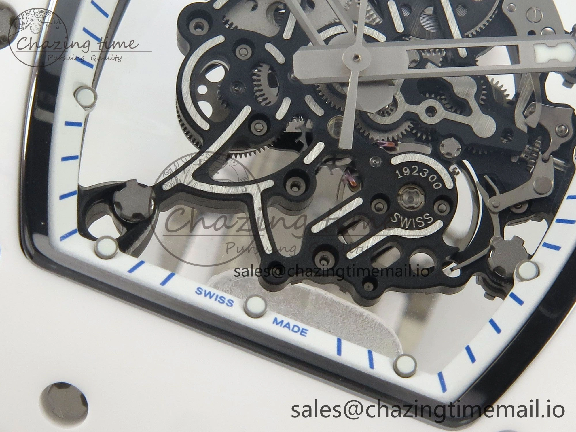 Soft Custom RM055 White Ceramic ZGF Best Edition White Inner Bezel on White Rubber Strap Vaucher Manufacture Fleurier Movement (Free Sprung) 10798