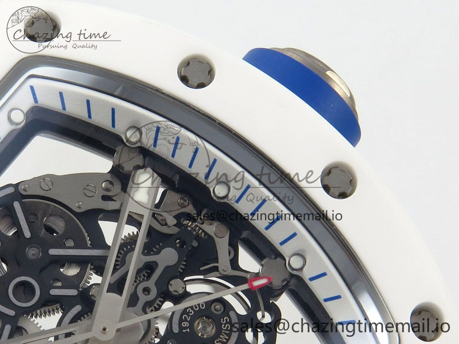 Soft Custom RM055 White Ceramic ZGF Best Edition White Inner Bezel on White Rubber Strap Vaucher Manufacture Fleurier Movement (Free Sprung) 10798