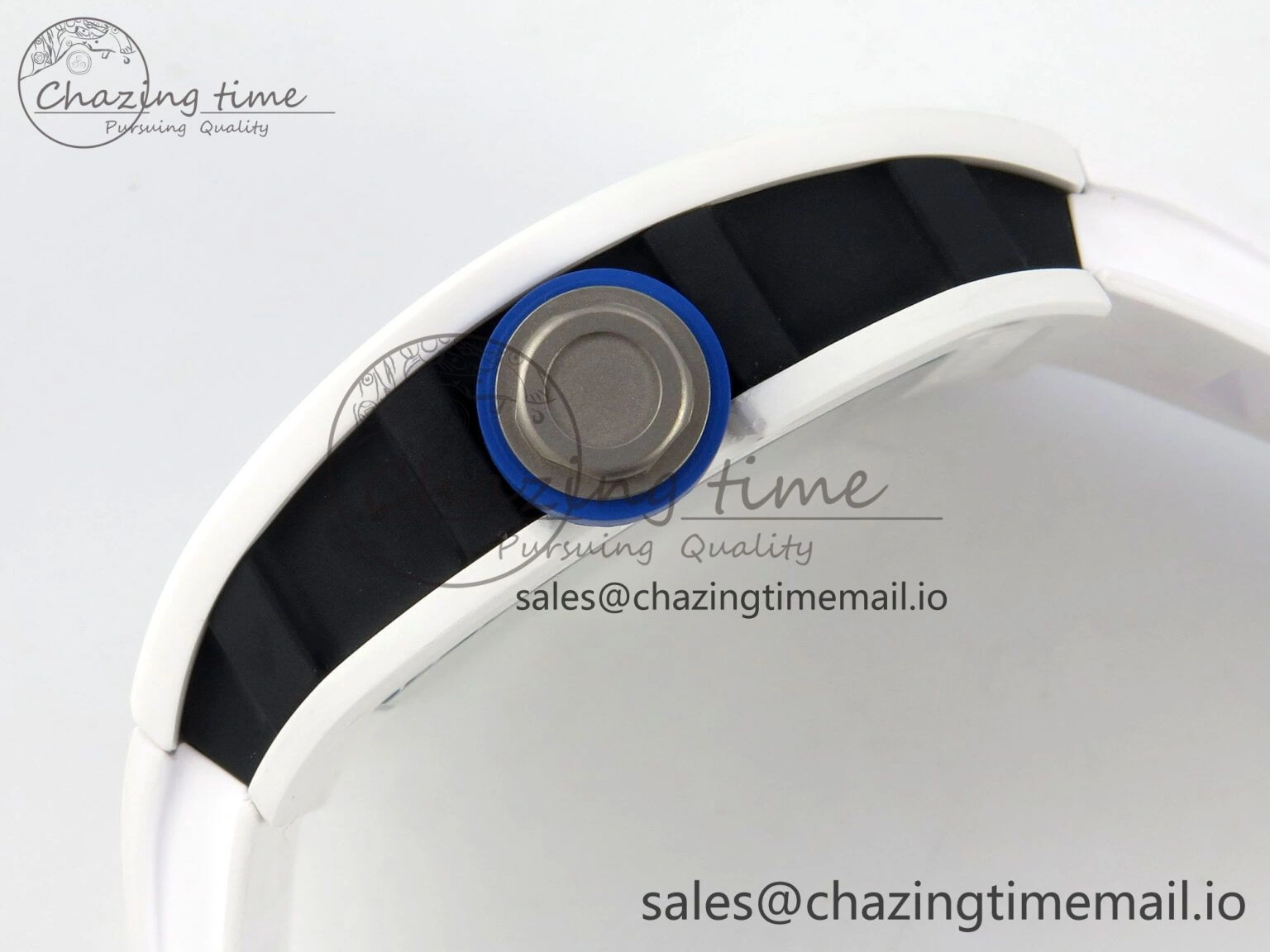 Soft Custom RM055 White Ceramic ZGF Best Edition White Inner Bezel on White Rubber Strap Vaucher Manufacture Fleurier Movement (Free Sprung) 10798