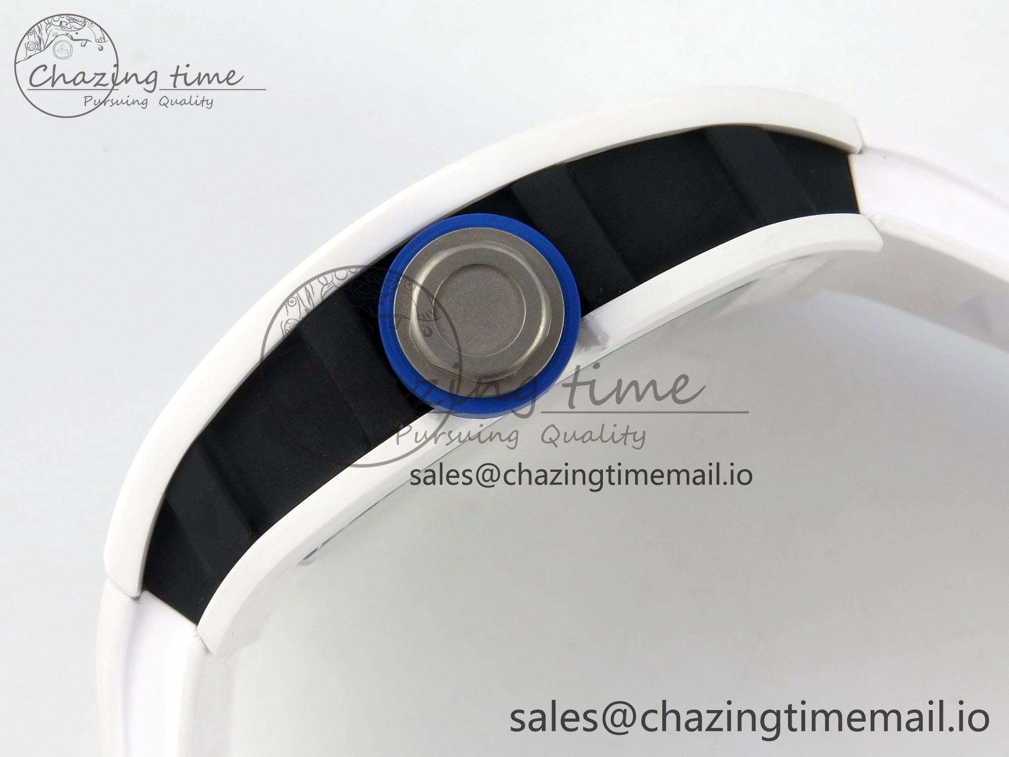 Soft Custom RM055 White Ceramic ZGF Best Edition White Inner Bezel on White Rubber Strap Vaucher Manufacture Fleurier Movement (Free Sprung) 10798