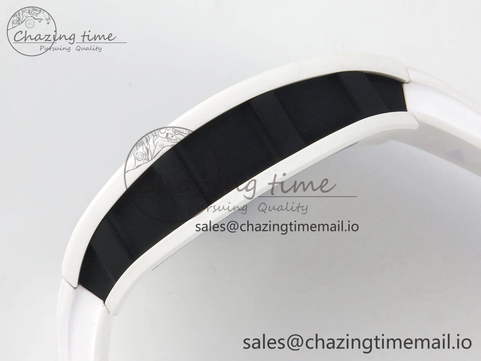 Soft Custom RM055 White Ceramic ZGF Best Edition White Inner Bezel on White Rubber Strap Vaucher Manufacture Fleurier Movement (Free Sprung) 10798
