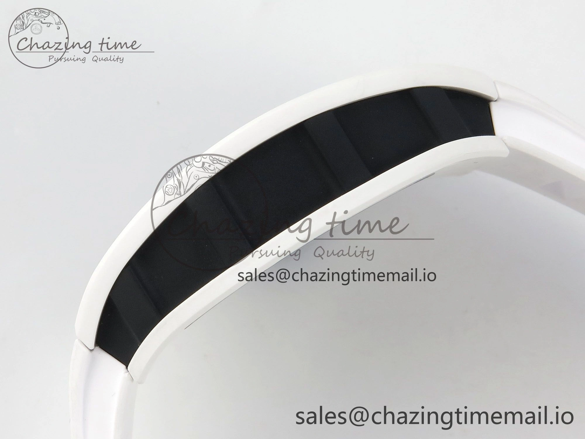 Soft Custom RM055 White Ceramic ZGF Best Edition White Inner Bezel on White Rubber Strap Vaucher Manufacture Fleurier Movement (Free Sprung) 10798