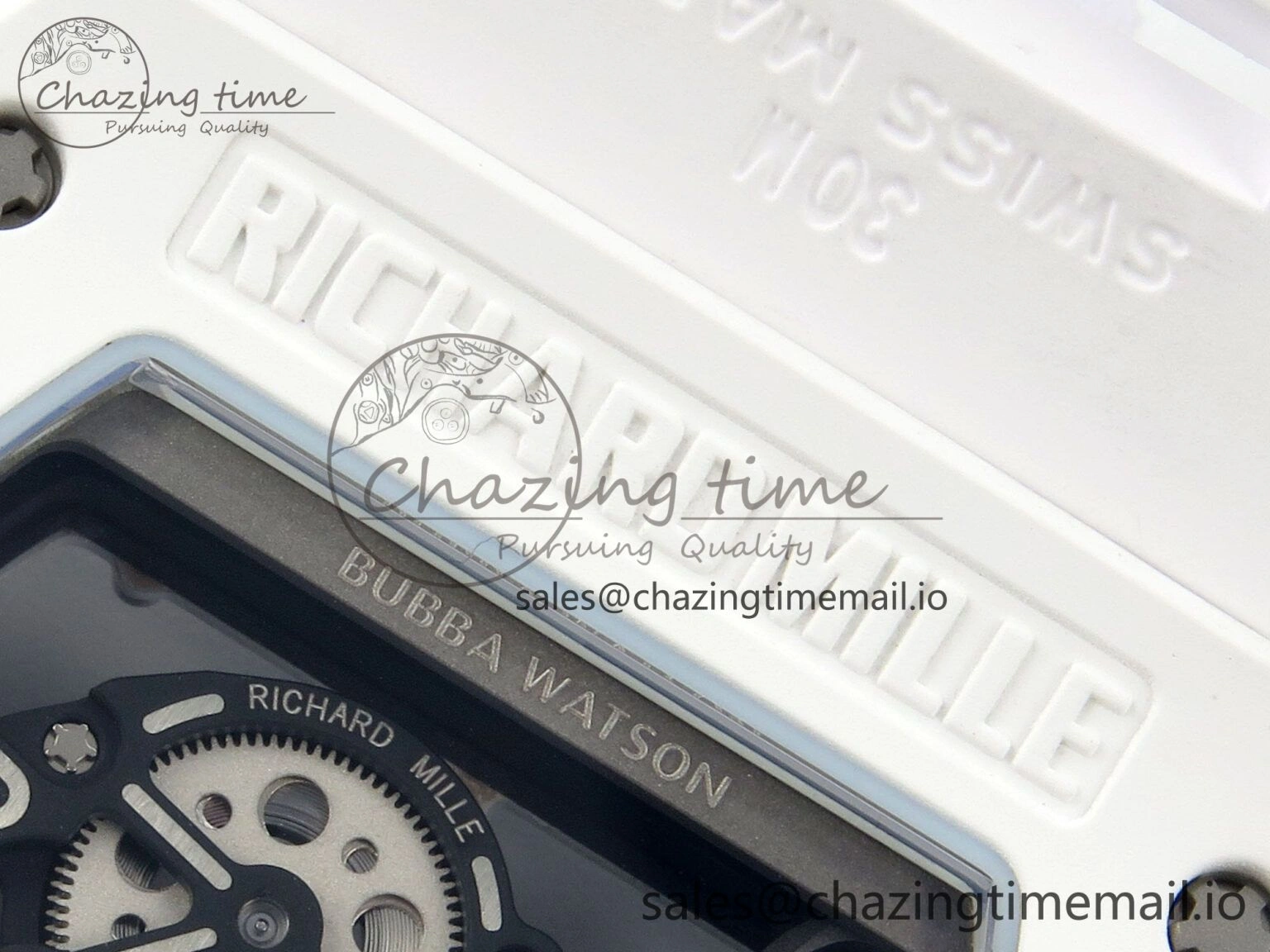 Soft Custom RM055 White Ceramic ZGF Best Edition White Inner Bezel on White Rubber Strap Vaucher Manufacture Fleurier Movement (Free Sprung) 10798