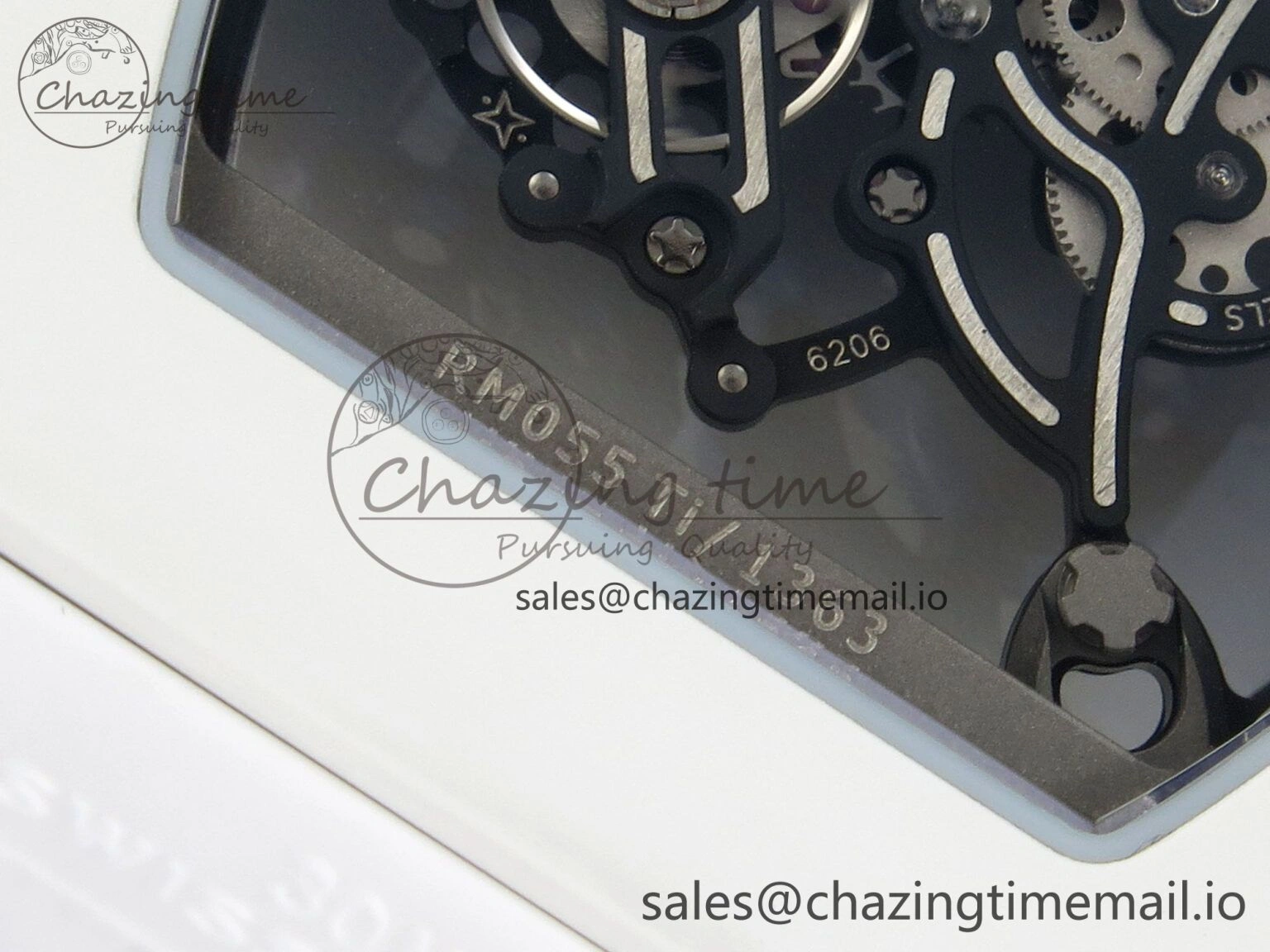 Soft Custom RM055 White Ceramic ZGF Best Edition White Inner Bezel on White Rubber Strap Vaucher Manufacture Fleurier Movement (Free Sprung) 10798