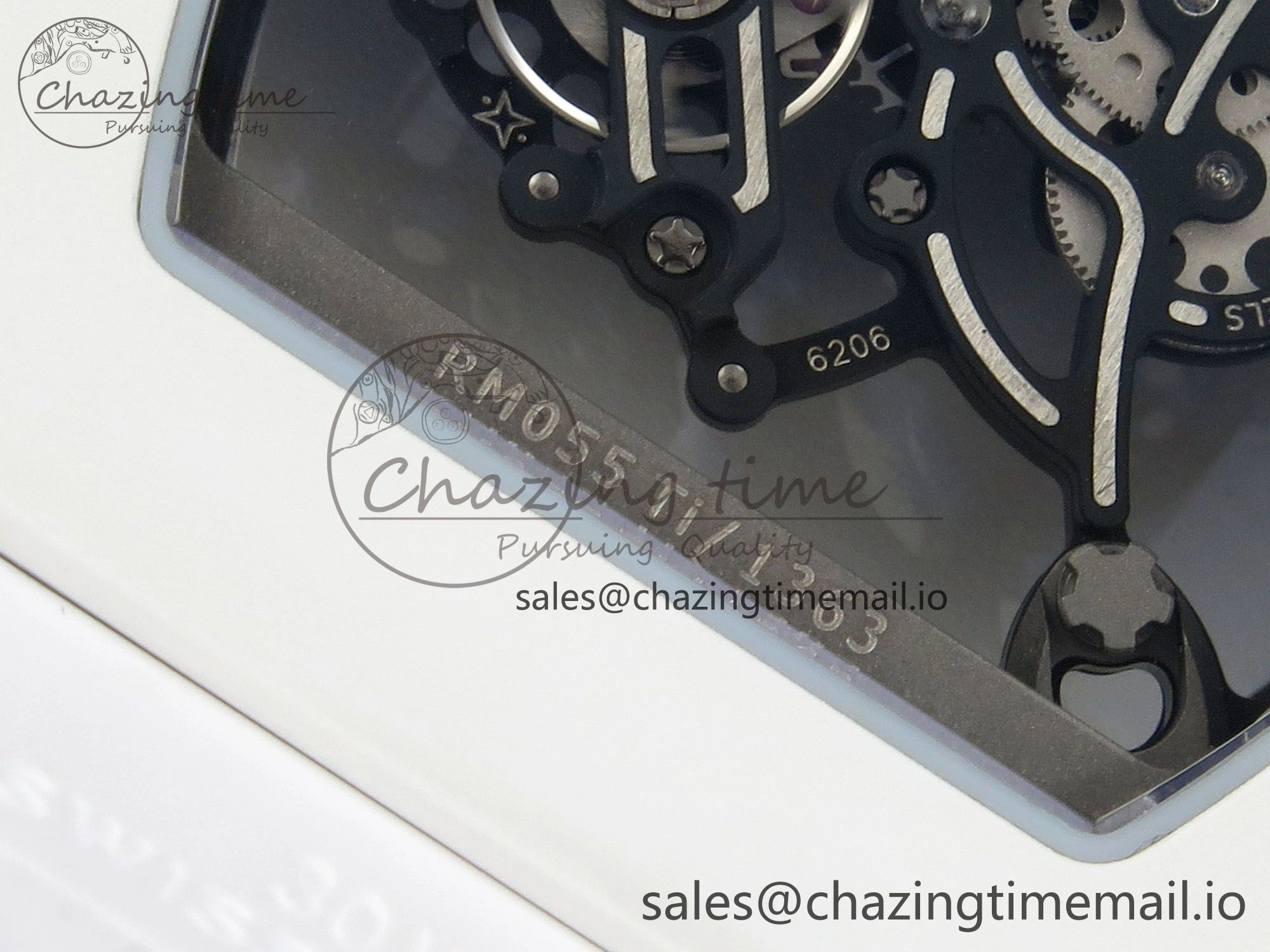 Soft Custom RM055 White Ceramic ZGF Best Edition White Inner Bezel on White Rubber Strap Vaucher Manufacture Fleurier Movement (Free Sprung) 10798