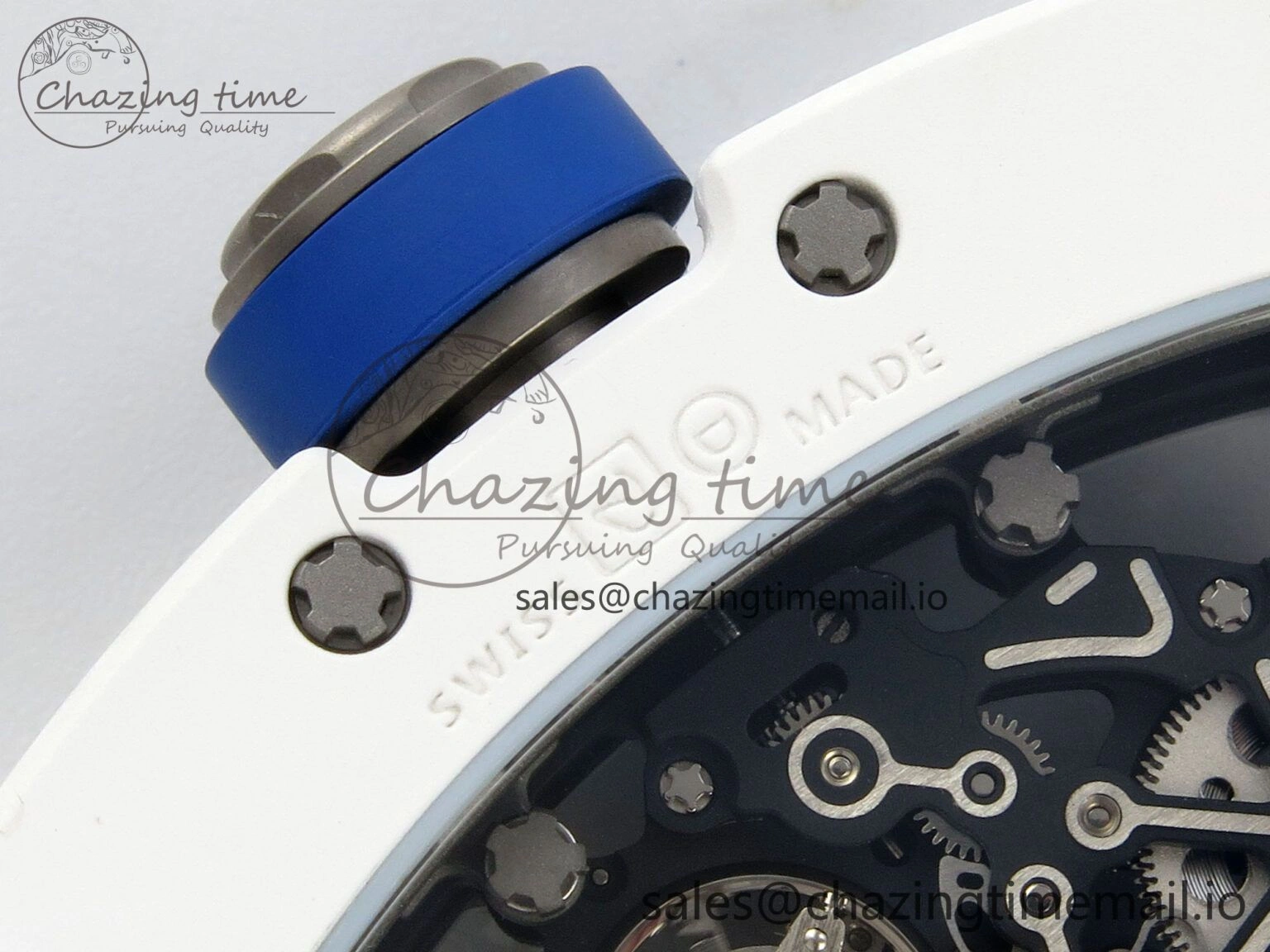Soft Custom RM055 White Ceramic ZGF Best Edition White Inner Bezel on White Rubber Strap Vaucher Manufacture Fleurier Movement (Free Sprung) 10798