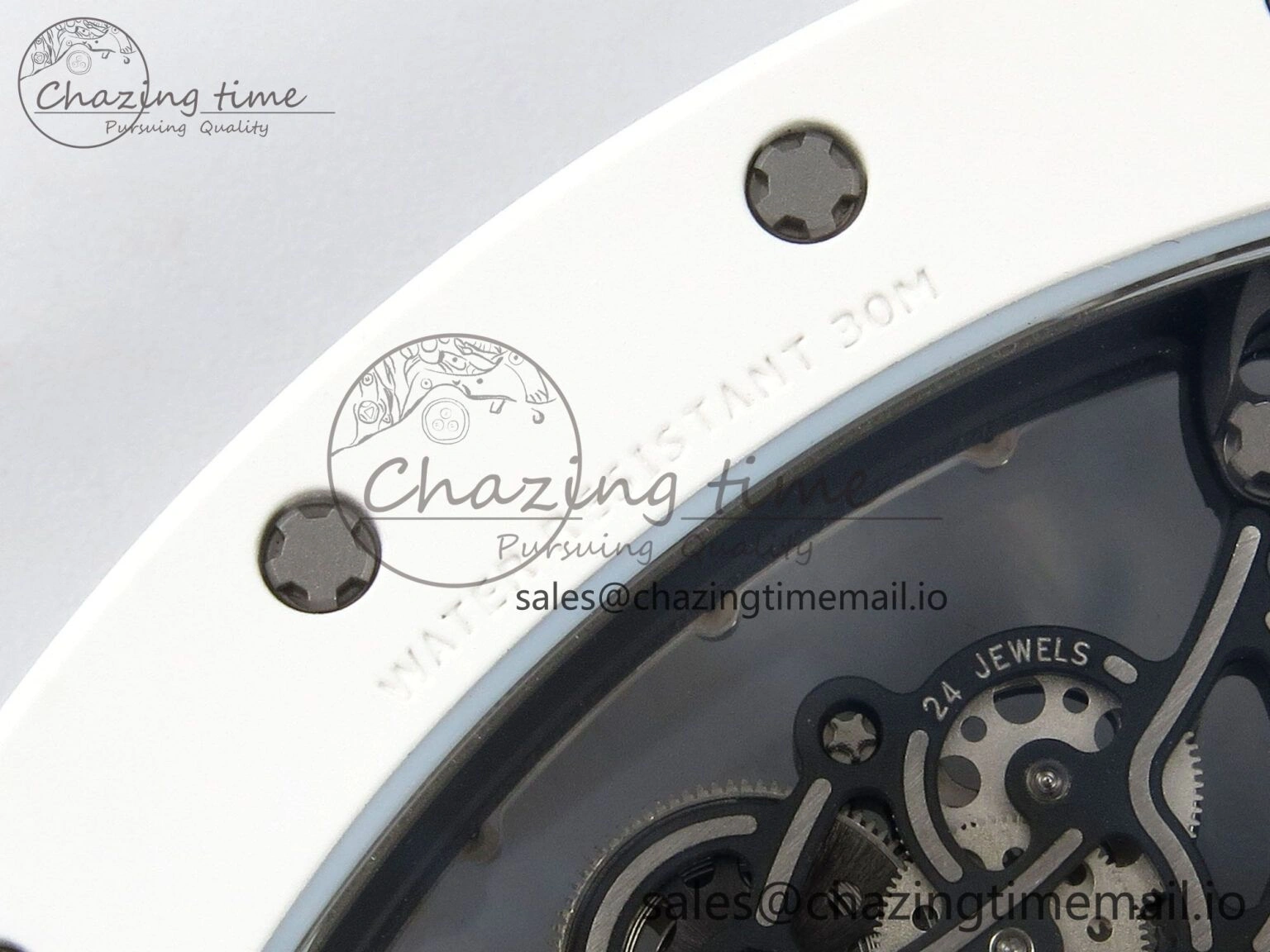 Soft Custom RM055 White Ceramic ZGF Best Edition White Inner Bezel on White Rubber Strap Vaucher Manufacture Fleurier Movement (Free Sprung) 10798