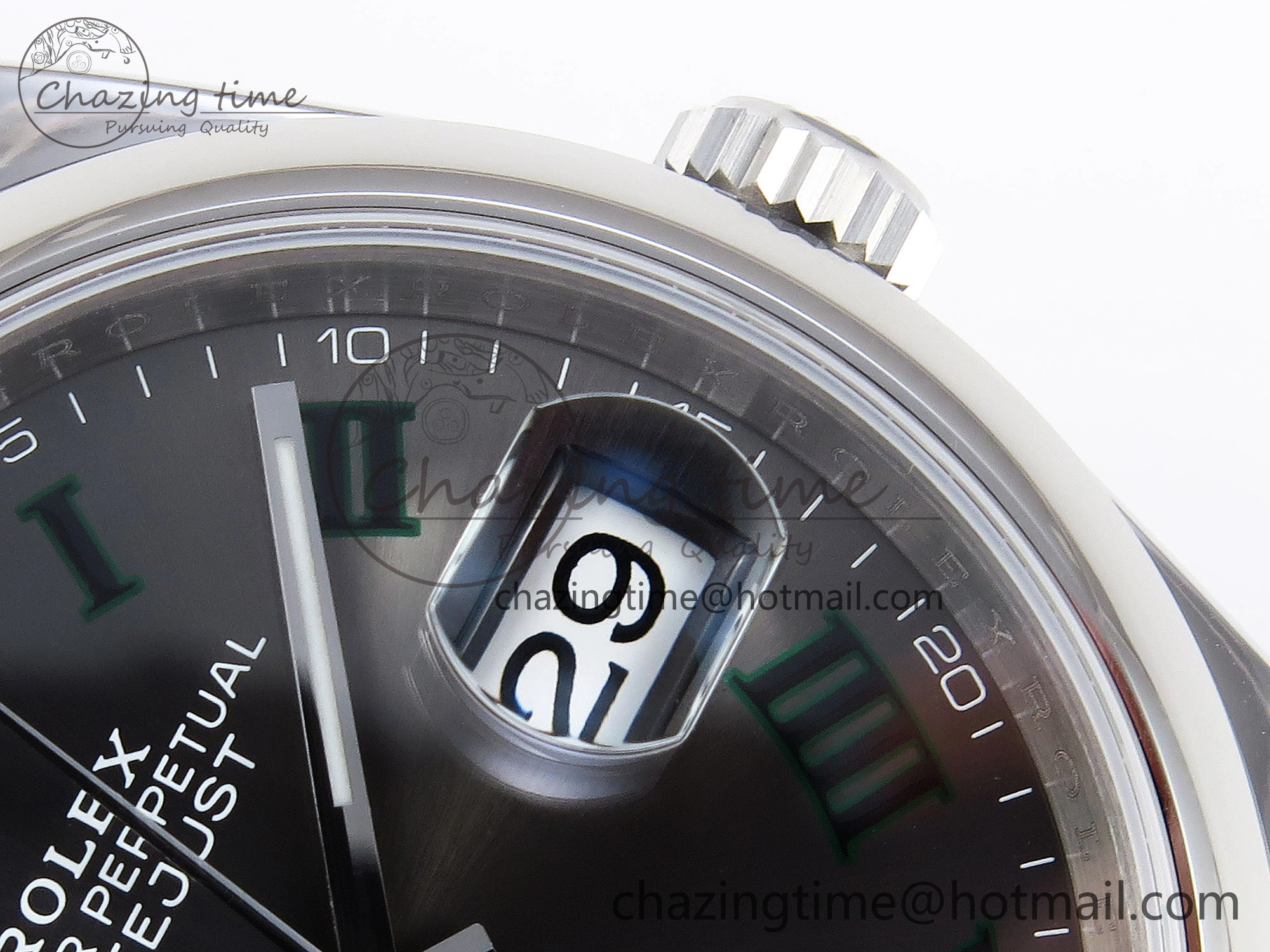 DailyWear DATEJUST 36 SS 126200 VSF 1:1 BEST EDITION 904L STEEL GRAY DIAL GREEN ROMAN ON JUBILEE BRACELET VS 10099