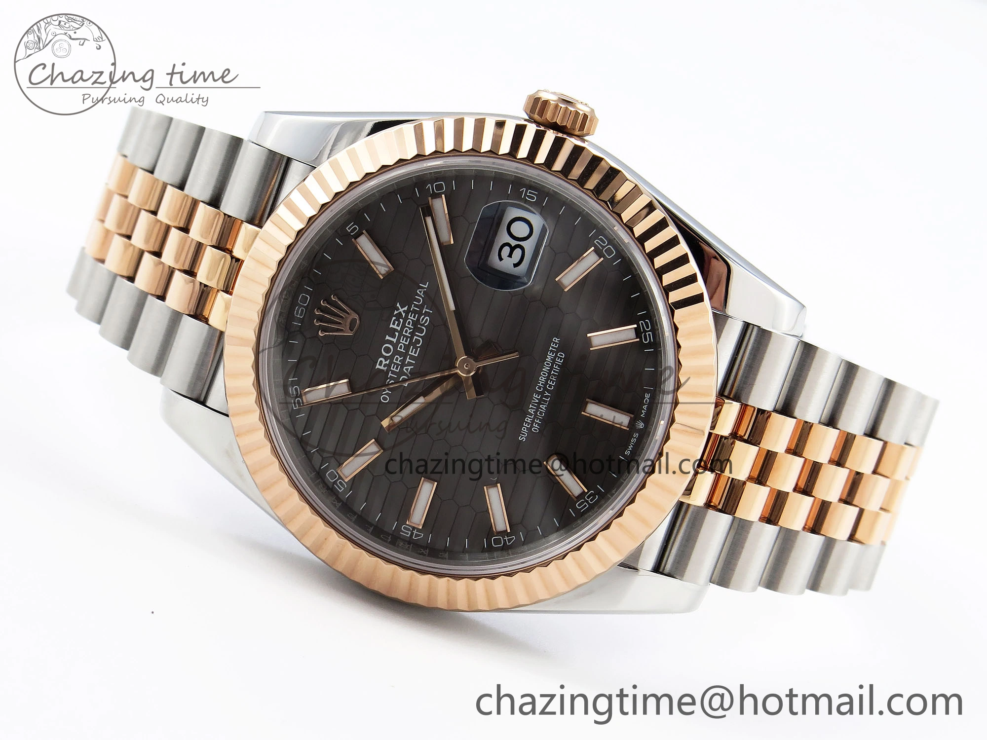 DATEJUST 41 126331 VSF 1:1 BEST EDITION 904L STEEL GRAY TEXTURED DIAL ON SS RG JUBILEE BRACELET VS MultiPurpose 1831