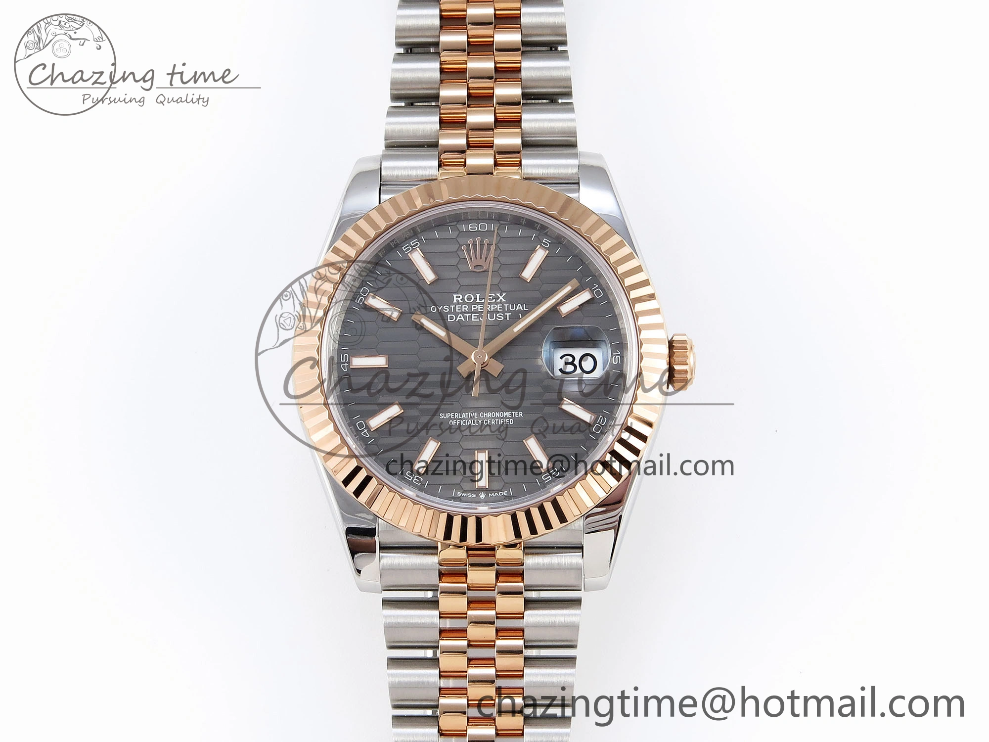 DATEJUST 41 126331 VSF 1:1 BEST EDITION 904L STEEL GRAY TEXTURED DIAL ON SS RG JUBILEE BRACELET VS MultiPurpose 1831