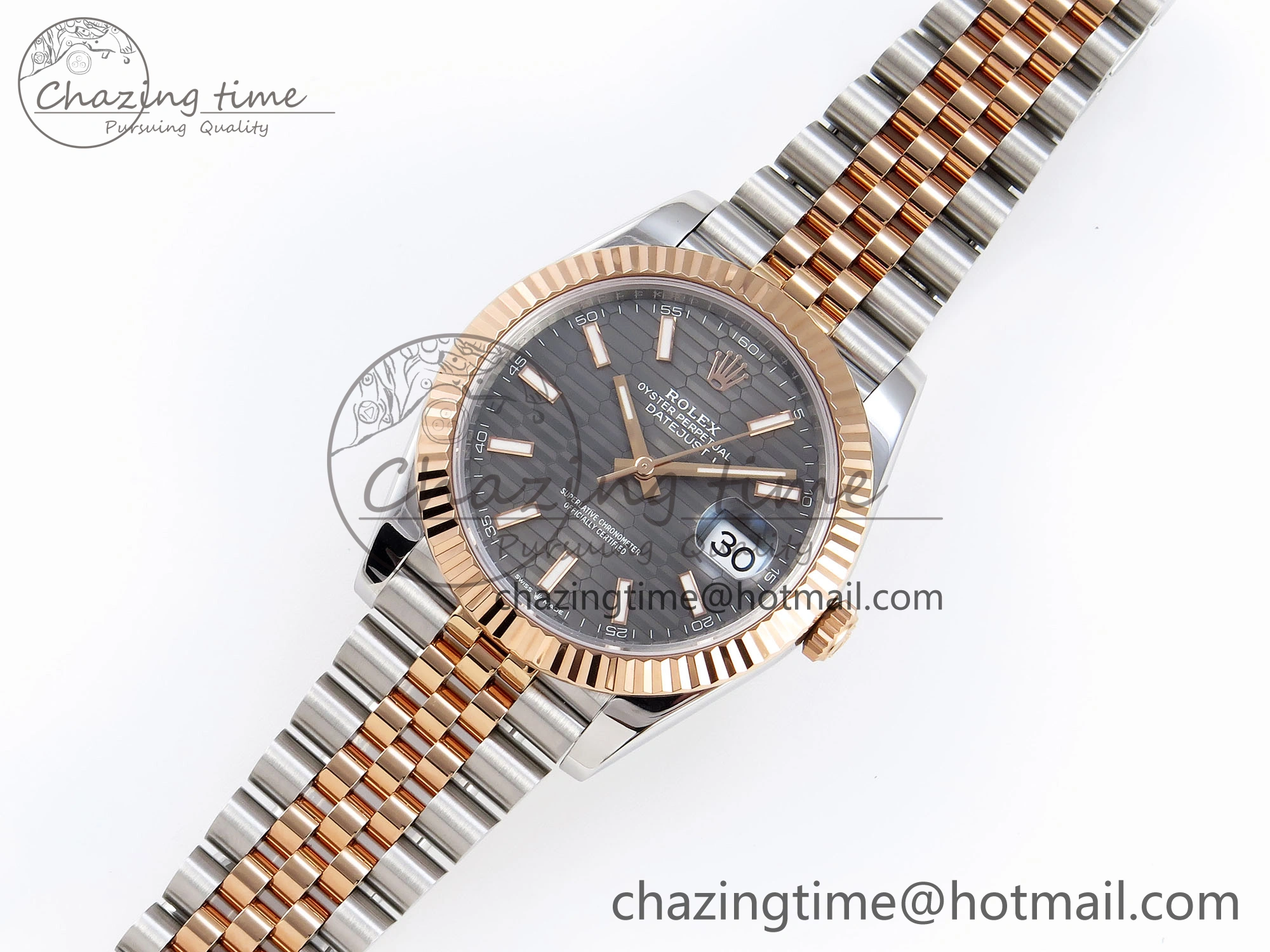 DATEJUST 41 126331 VSF 1:1 BEST EDITION 904L STEEL GRAY TEXTURED DIAL ON SS RG JUBILEE BRACELET VS MultiPurpose 1831