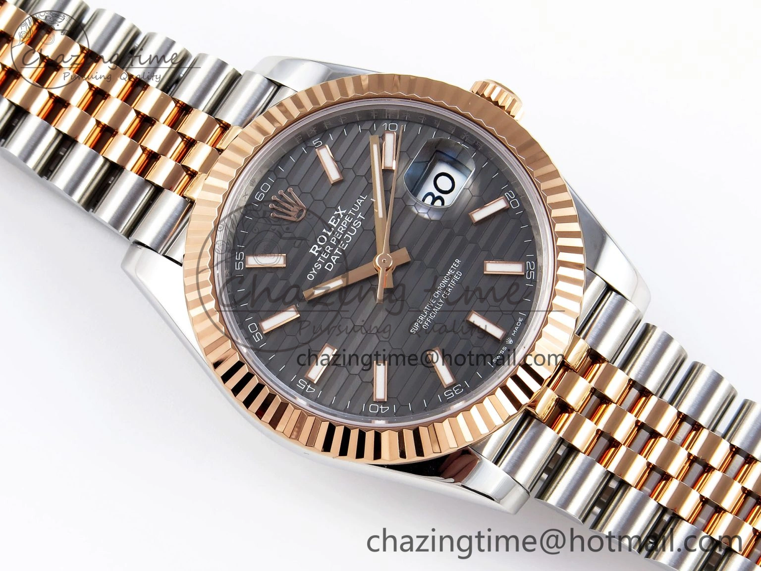 DATEJUST 41 126331 VSF 1:1 BEST EDITION 904L STEEL GRAY TEXTURED DIAL ON SS RG JUBILEE BRACELET VS MultiPurpose 1831