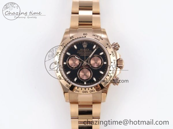 Fashionable DAYTONA 116505 RG OMF BEST EDITION BLACK RG DIAL ON RG BRACELET A7750 (SLIM MOVEMENT) 1797