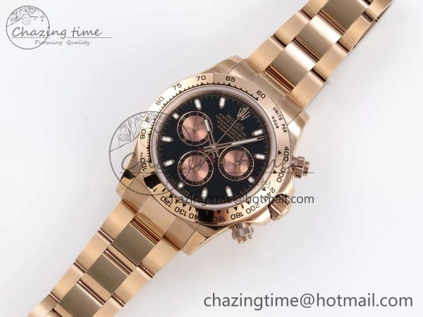 Fashionable DAYTONA 116505 RG OMF BEST EDITION BLACK RG DIAL ON RG BRACELET A7750 (SLIM MOVEMENT) 1797