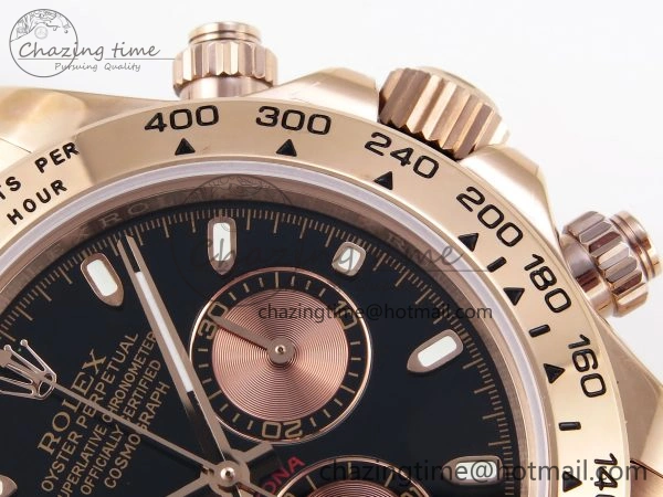 Fashionable DAYTONA 116505 RG OMF BEST EDITION BLACK RG DIAL ON RG BRACELET A7750 (SLIM MOVEMENT) 1797