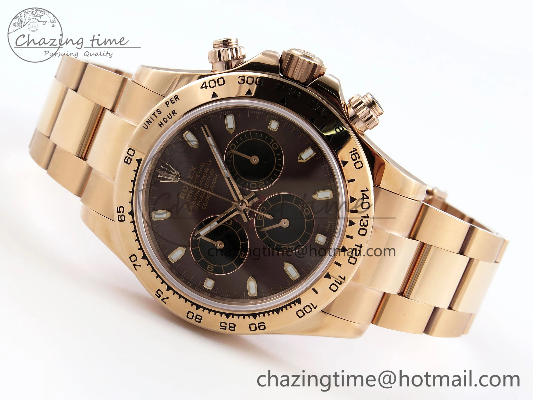 DAYTONA 116505 RG OMF BEST EDITION BROWN BLACK DIAL ON RG BRACELET A7750 (SLIM MOVEMENT) Neat 1799
