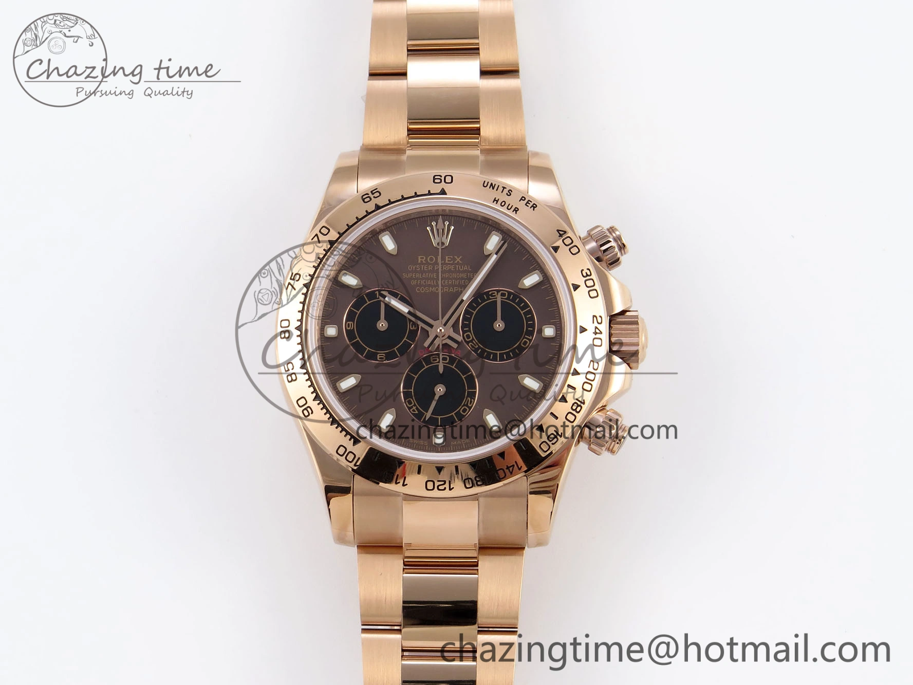 DAYTONA 116505 RG OMF BEST EDITION BROWN BLACK DIAL ON RG BRACELET A7750 (SLIM MOVEMENT) Neat 1799