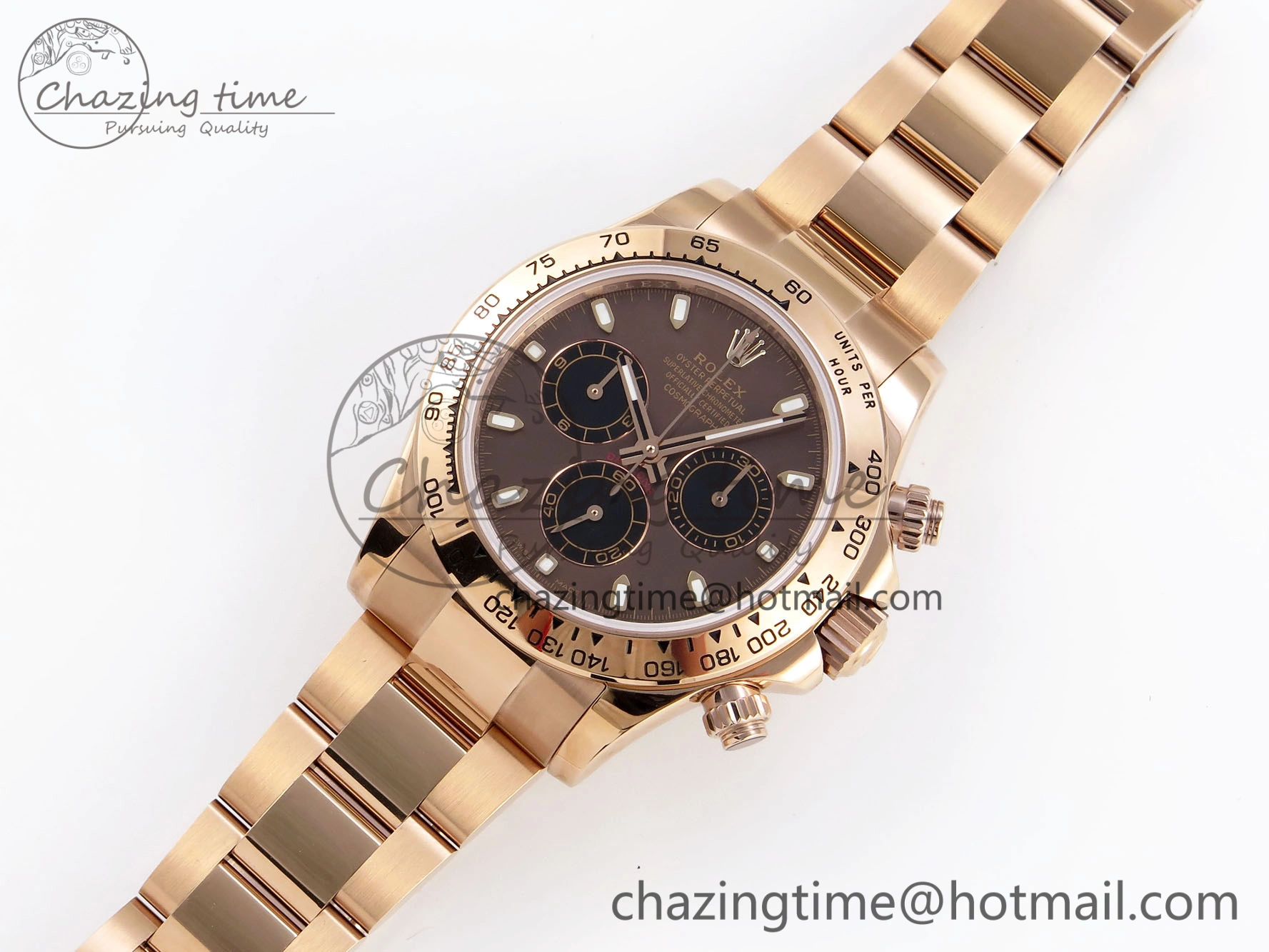 DAYTONA 116505 RG OMF BEST EDITION BROWN BLACK DIAL ON RG BRACELET A7750 (SLIM MOVEMENT) Neat 1799