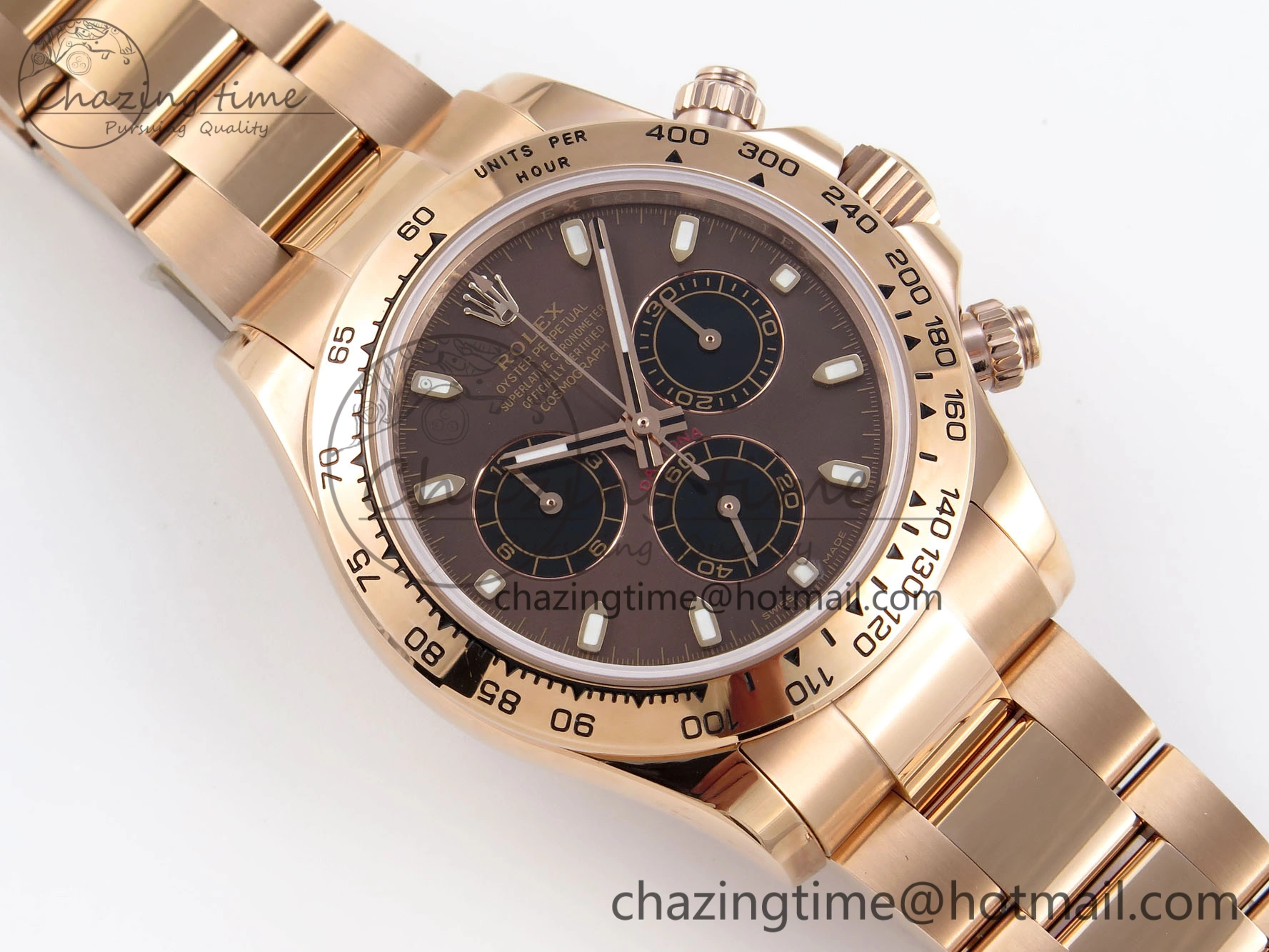 DAYTONA 116505 RG OMF BEST EDITION BROWN BLACK DIAL ON RG BRACELET A7750 (SLIM MOVEMENT) Neat 1799