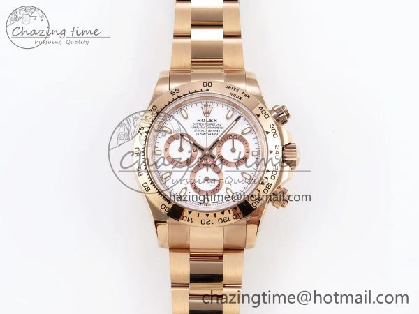 GoodFit DAYTONA 116505 RG OMF BEST EDITION WHITE DIAL ON RG BRACELET A7750 (SLIM MOVEMENT) 1800
