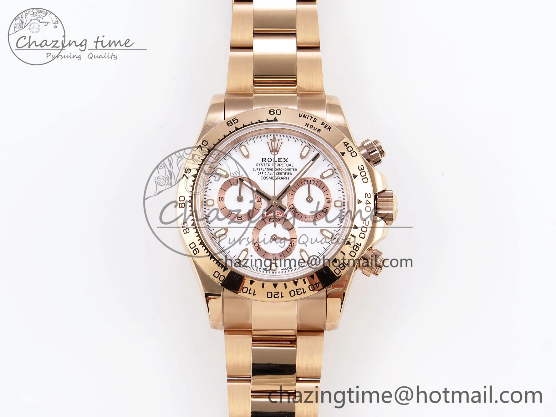 GoodFit DAYTONA 116505 RG OMF BEST EDITION WHITE DIAL ON RG BRACELET A7750 (SLIM MOVEMENT) 1800