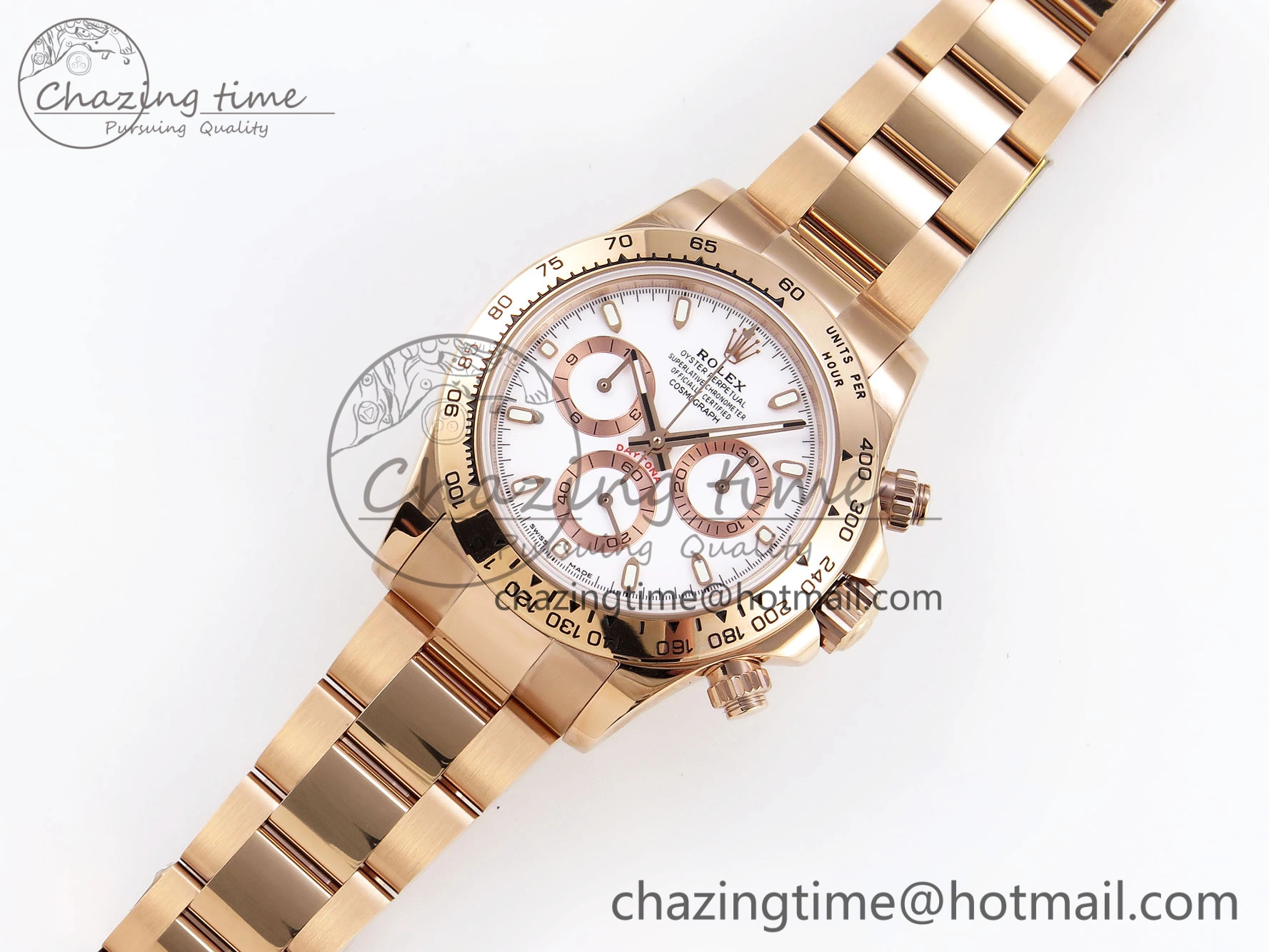 GoodFit DAYTONA 116505 RG OMF BEST EDITION WHITE DIAL ON RG BRACELET A7750 (SLIM MOVEMENT) 1800