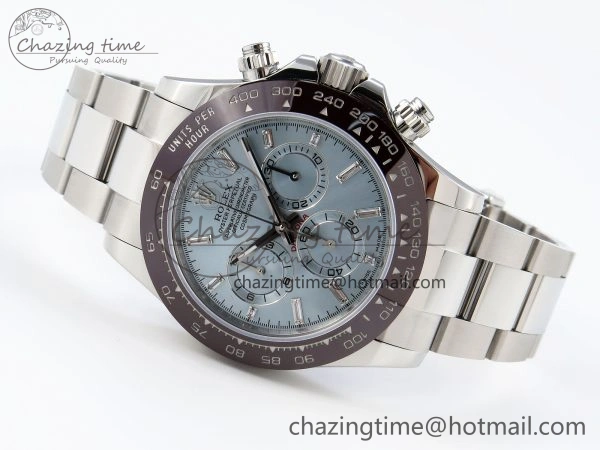 EasyCare DAYTONA 116506 SS OMF BEST EDITION ICE BLUE CRYSTAL DIAL ON SS BRACELET A7750 (SLIM MOVEMENT) 1812
