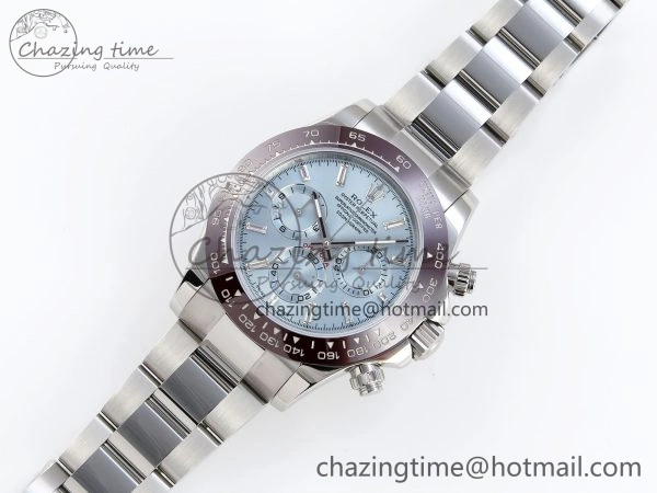 EasyCare DAYTONA 116506 SS OMF BEST EDITION ICE BLUE CRYSTAL DIAL ON SS BRACELET A7750 (SLIM MOVEMENT) 1812