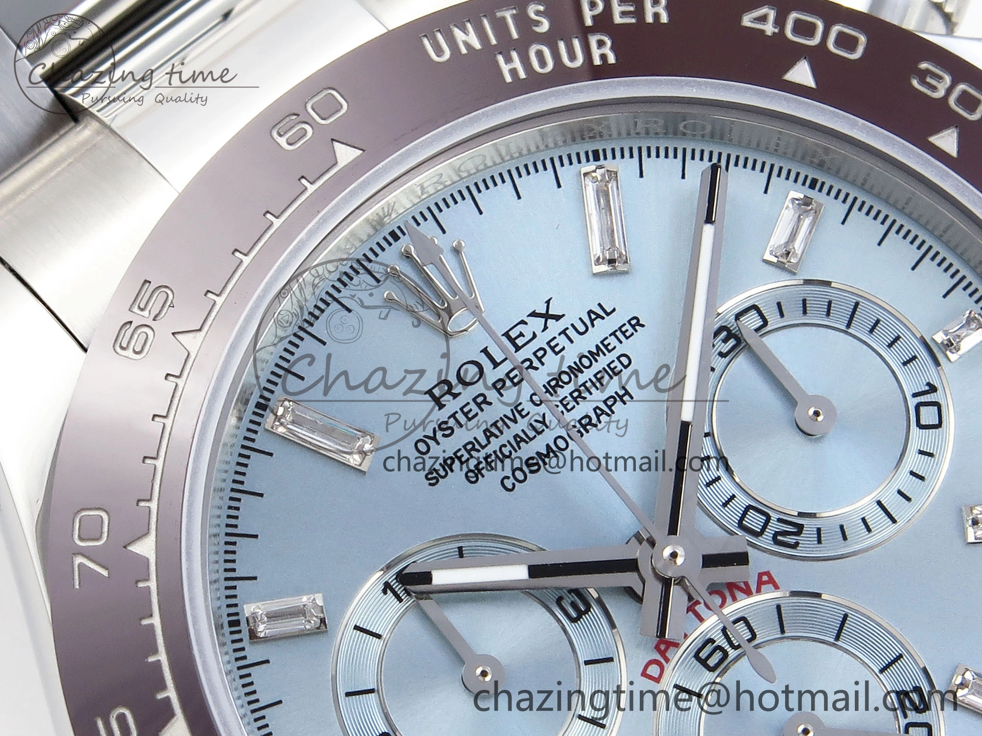 EasyCare DAYTONA 116506 SS OMF BEST EDITION ICE BLUE CRYSTAL DIAL ON SS BRACELET A7750 (SLIM MOVEMENT) 1812