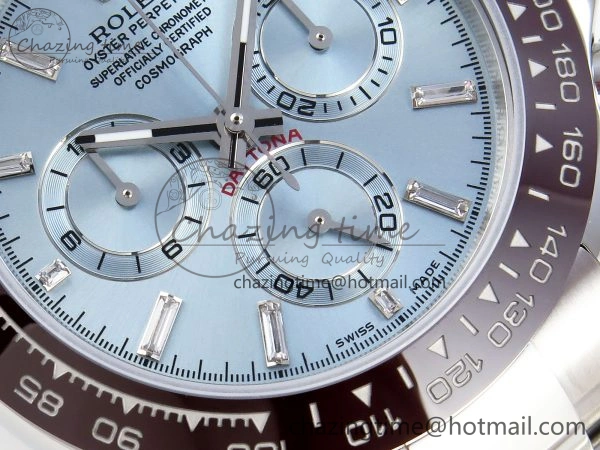 EasyCare DAYTONA 116506 SS OMF BEST EDITION ICE BLUE CRYSTAL DIAL ON SS BRACELET A7750 (SLIM MOVEMENT) 1812