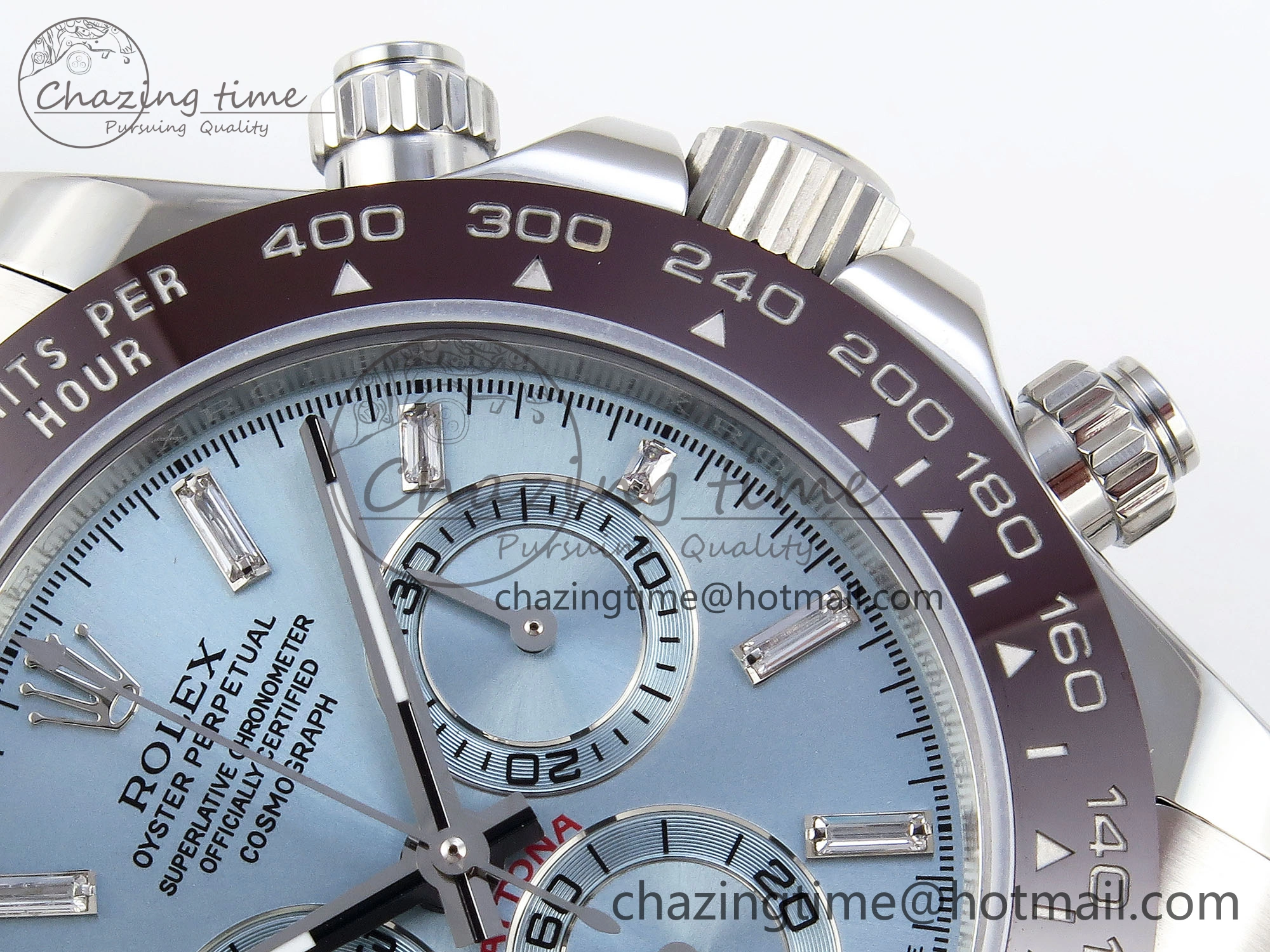 EasyCare DAYTONA 116506 SS OMF BEST EDITION ICE BLUE CRYSTAL DIAL ON SS BRACELET A7750 (SLIM MOVEMENT) 1812