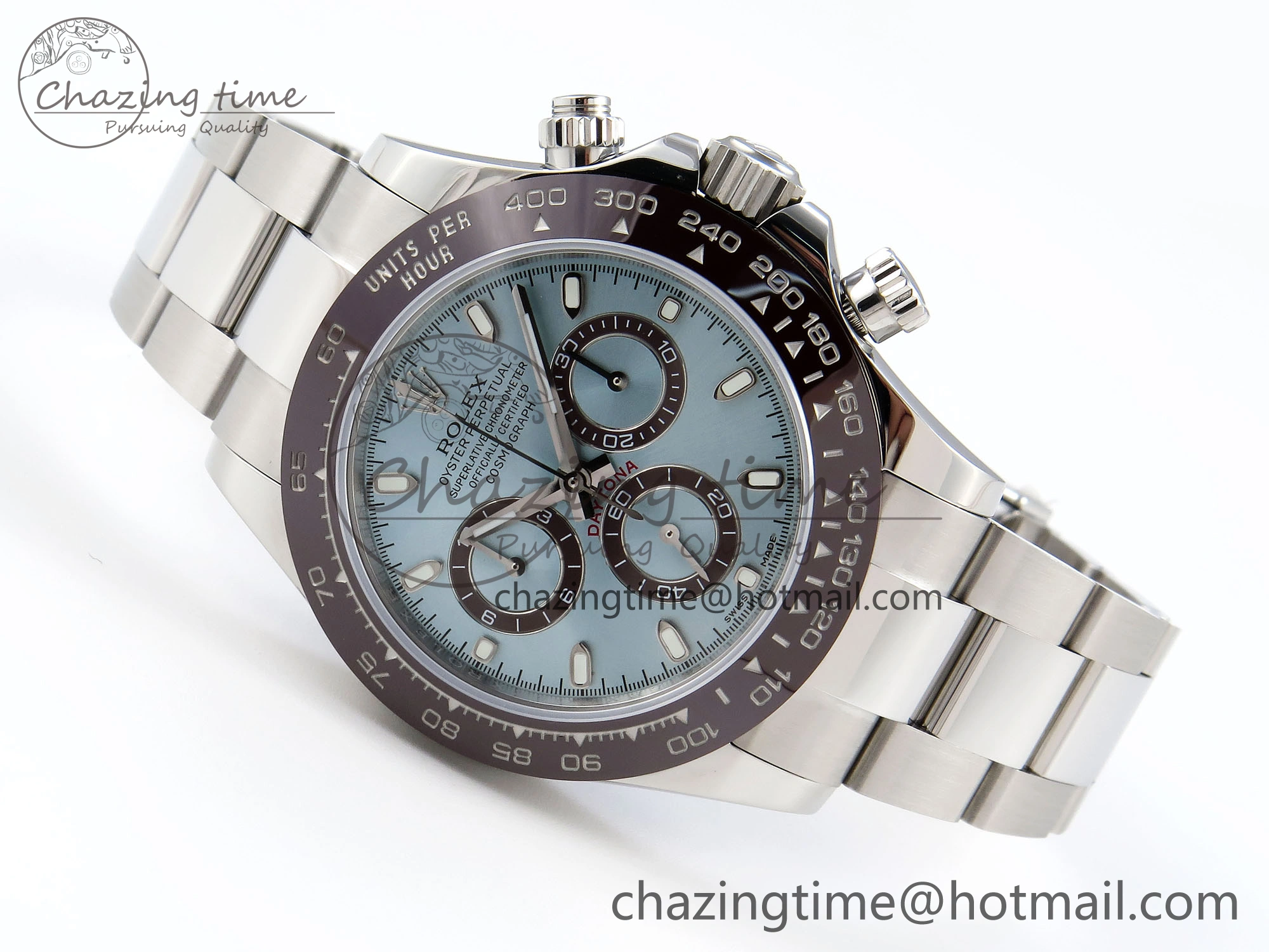 Elegant DAYTONA 116506 SS OMF BEST EDITION ICE BLUE DIAL ON SS BRACELET A7750 (SLIM MOVEMENT) 1811