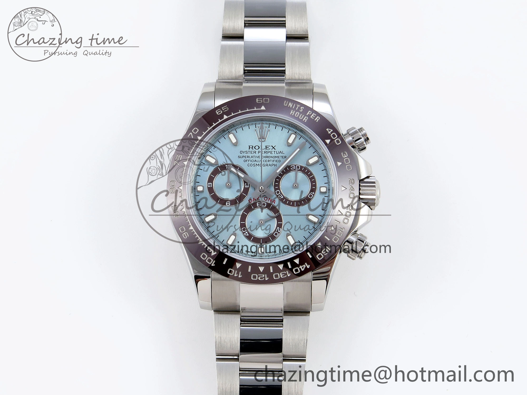 Elegant DAYTONA 116506 SS OMF BEST EDITION ICE BLUE DIAL ON SS BRACELET A7750 (SLIM MOVEMENT) 1811