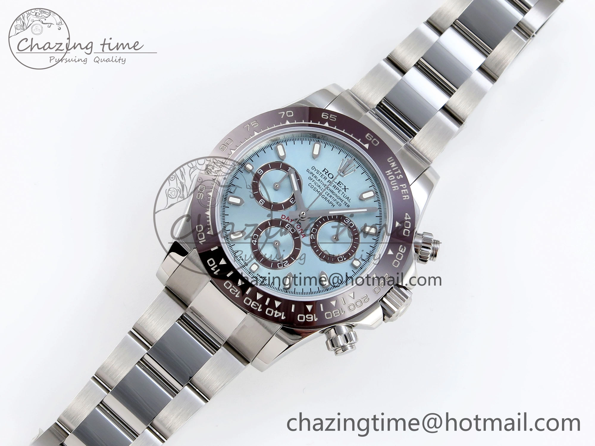 Elegant DAYTONA 116506 SS OMF BEST EDITION ICE BLUE DIAL ON SS BRACELET A7750 (SLIM MOVEMENT) 1811