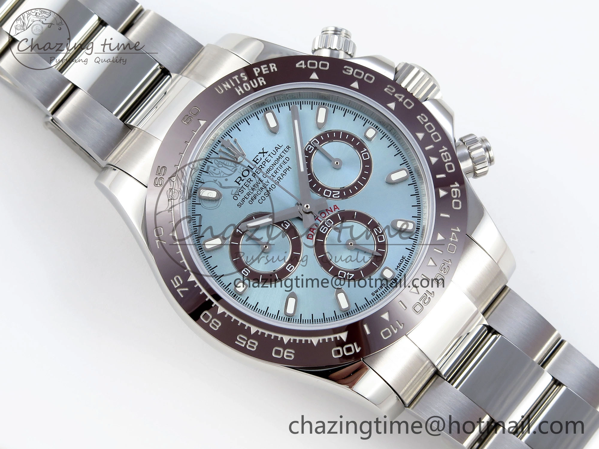 Elegant DAYTONA 116506 SS OMF BEST EDITION ICE BLUE DIAL ON SS BRACELET A7750 (SLIM MOVEMENT) 1811