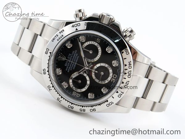 FashionForward DAYTONA 116509 SS OMF BEST EDITION BLACK DIAMONDS DIAL ON SS BRACELET A7750 (SLIM MOVEMENT) 1819