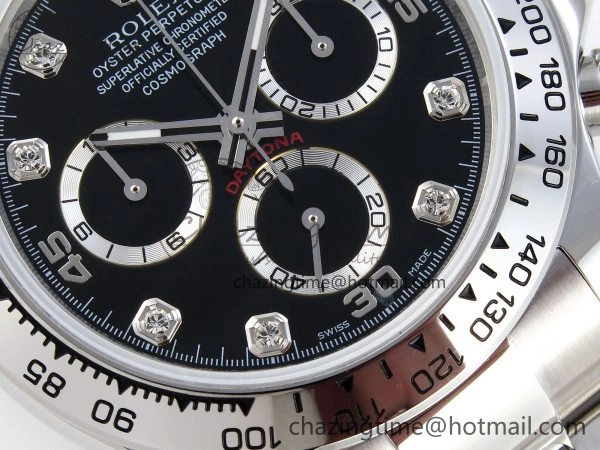 FashionForward DAYTONA 116509 SS OMF BEST EDITION BLACK DIAMONDS DIAL ON SS BRACELET A7750 (SLIM MOVEMENT) 1819